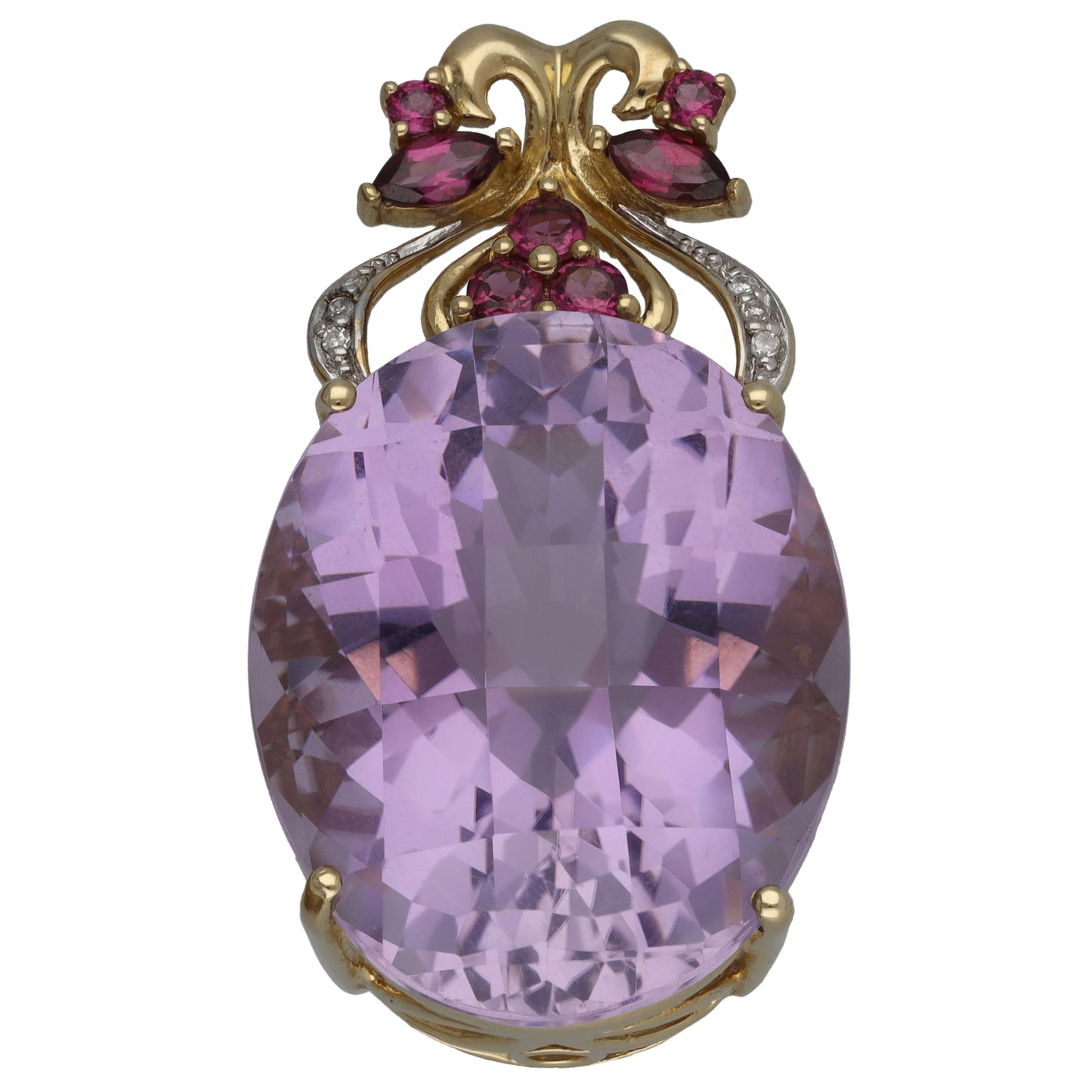 9ct Gold Amethyst & Tourmaline & 0.03ct Diamond Dress/Cocktail Pendant