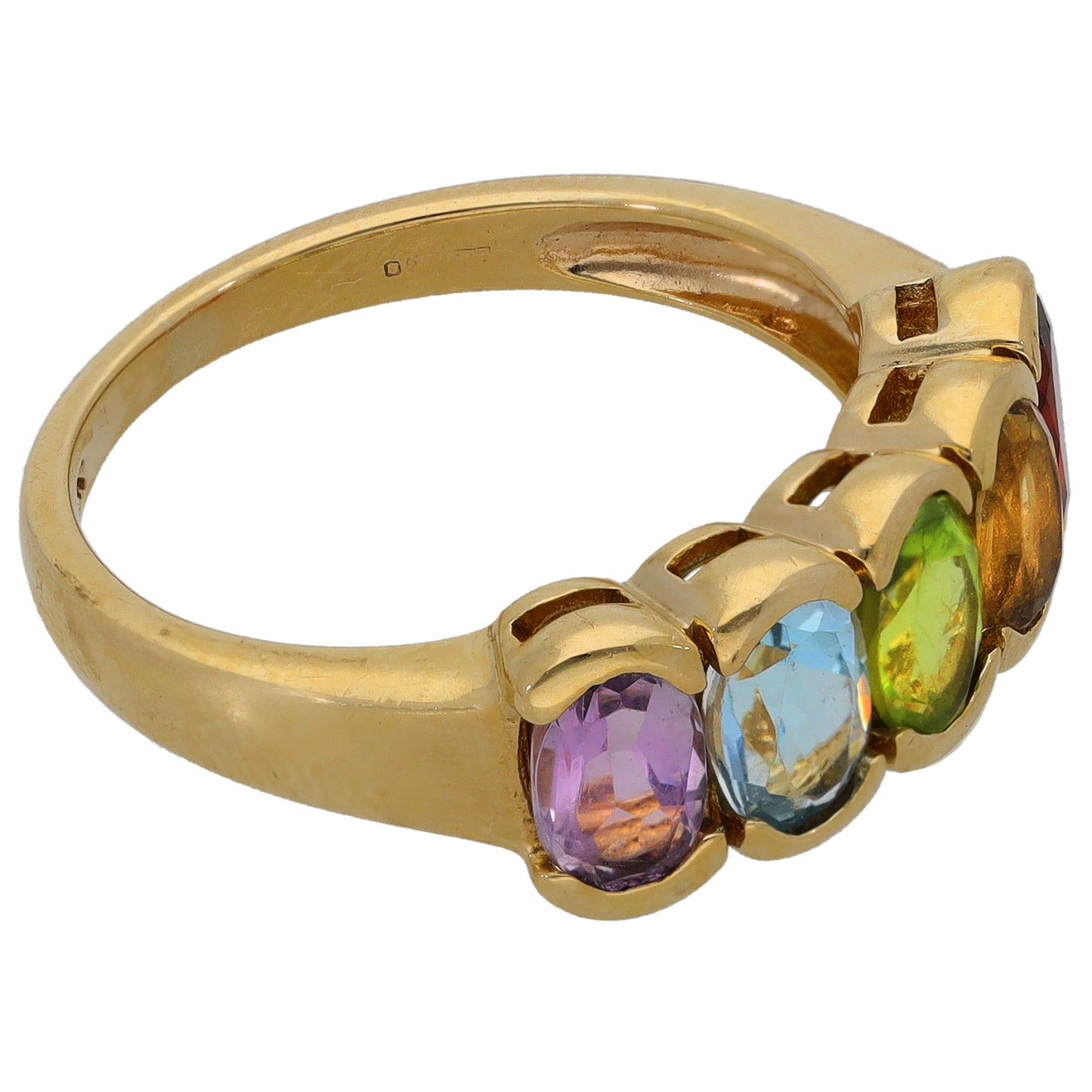 9ct Gold Garnet, Citrine, Peridot, Topaz & Amethyst Dress/Cocktail Ring Size N