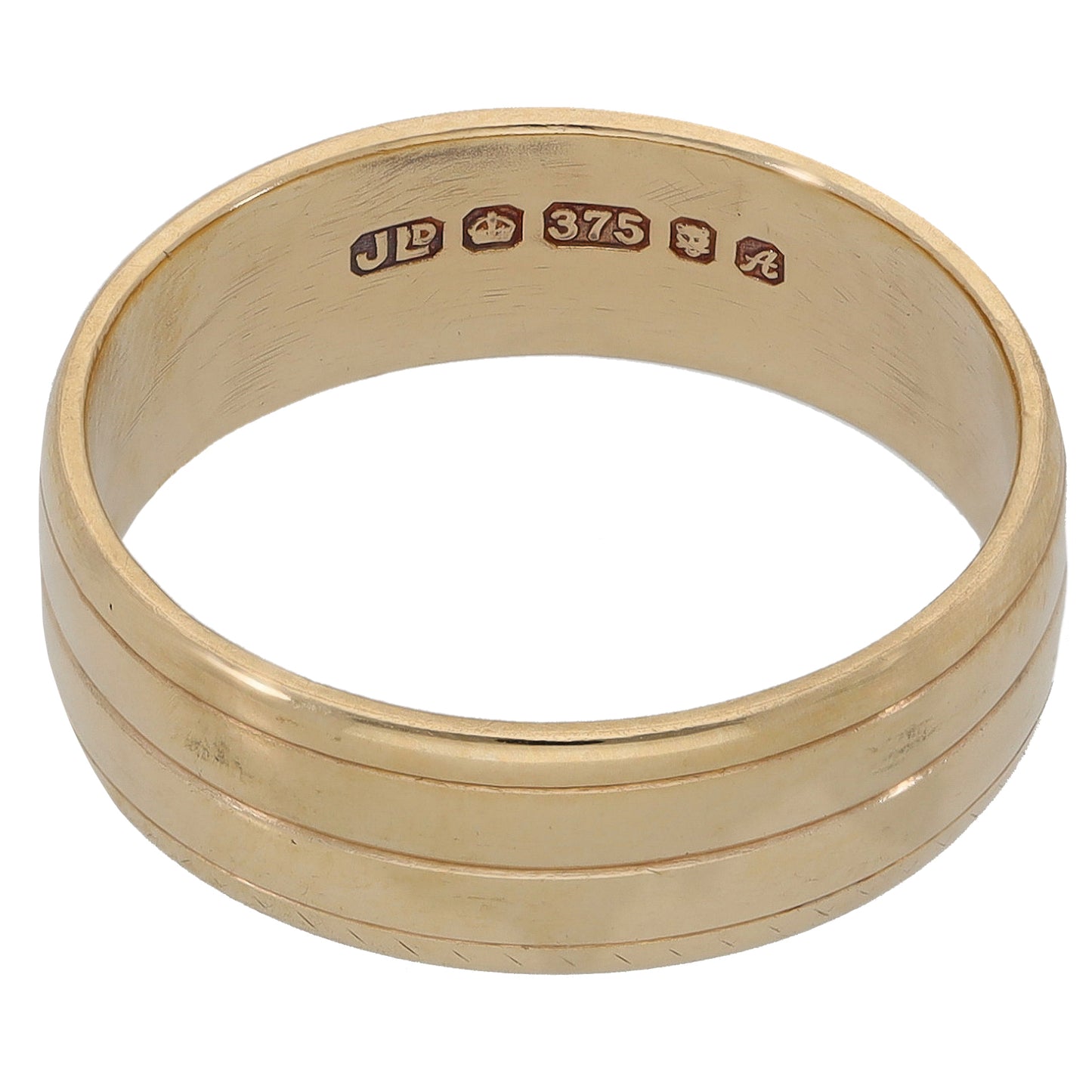 9ct Gold Patterned Wedding Ring Size M