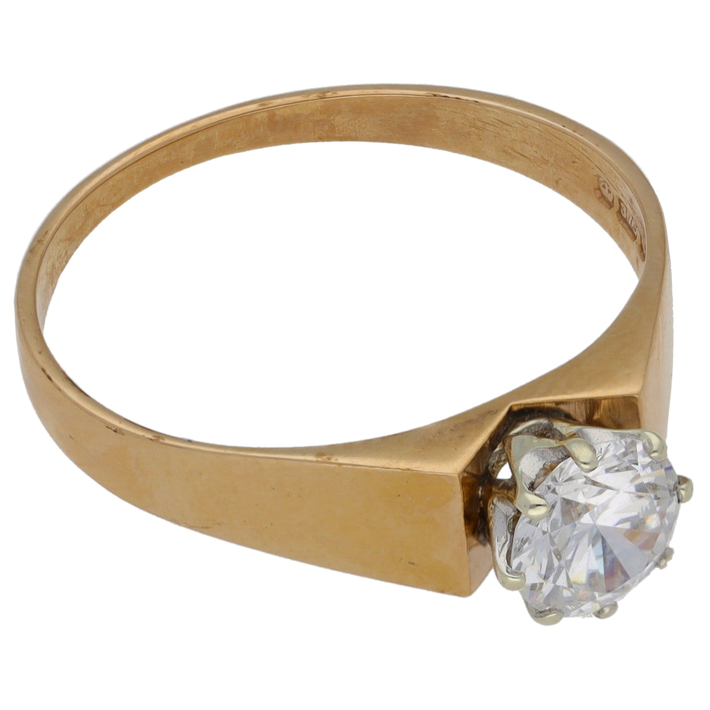 9ct Gold Cubic Zirconia Single Stone Ring Size Q