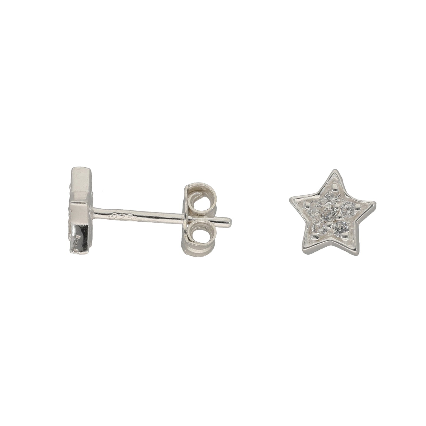 New Sterling Silver Cubic Zirconia Star Earrings