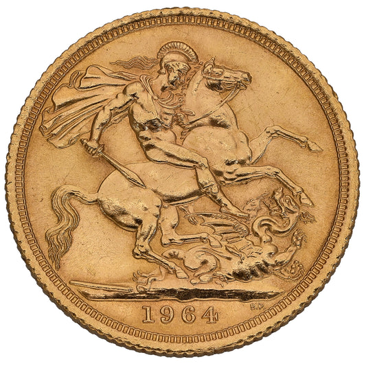 22ct Gold Queen Elizabeth II Full Sovereign Coin 1964