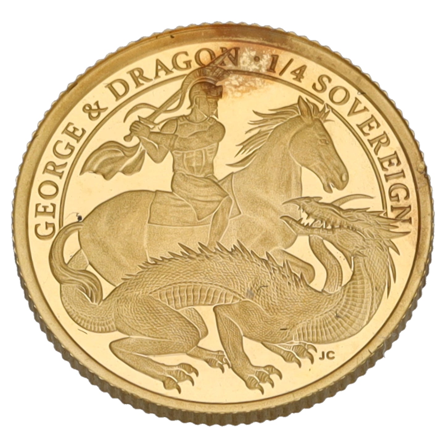 22ct Gold George & Dragon Quarter Sovereign Coin 2021