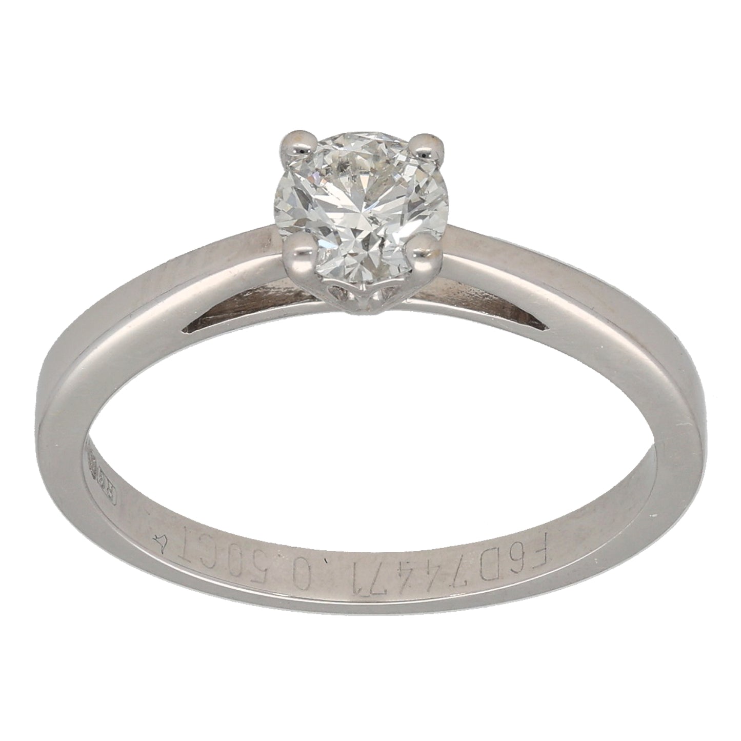 18ct White Gold 0.50ct Diamond Solitaire Ring Size N