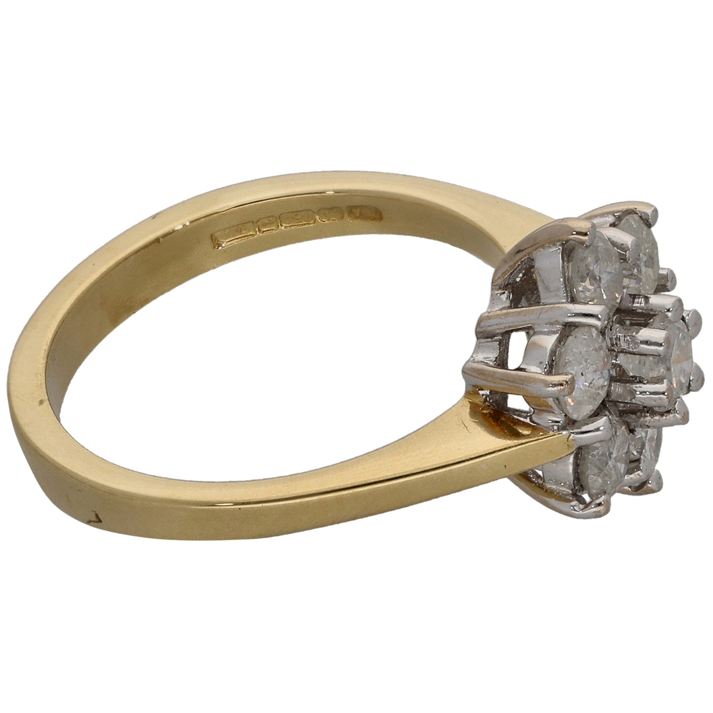 18ct Gold 1.00ct Diamond Cluster Ring Size K
