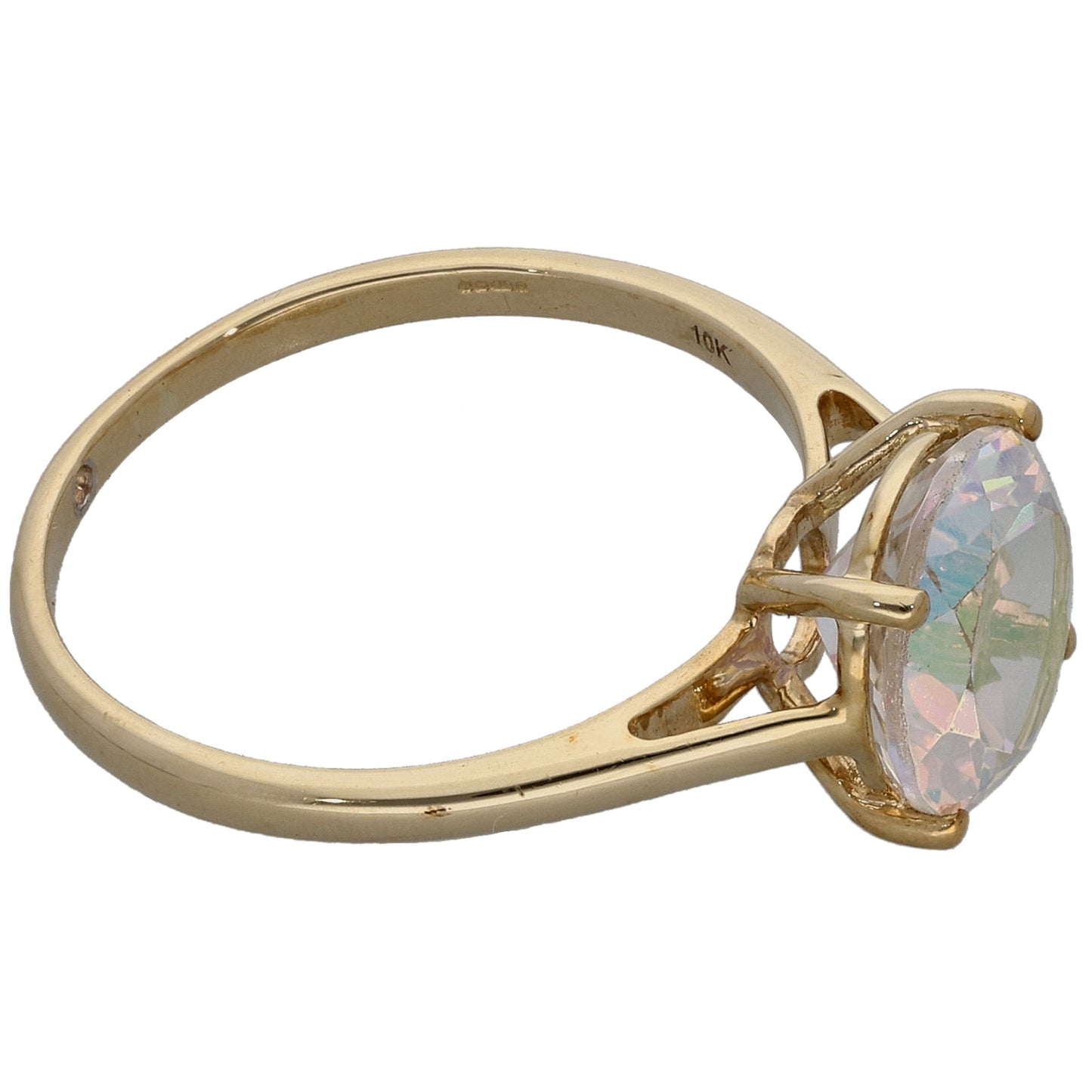 9ct Gold Coated Quartz Single Stone Ring Size U