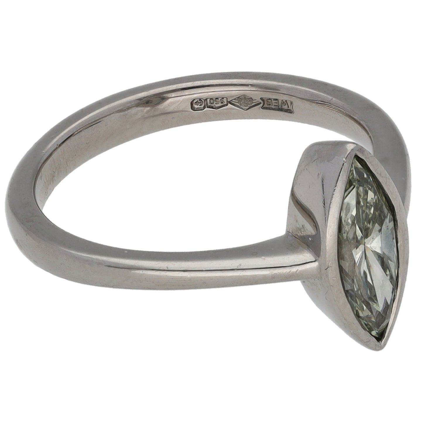Platinum 0.87ct Diamond Solitaire Ring Size M