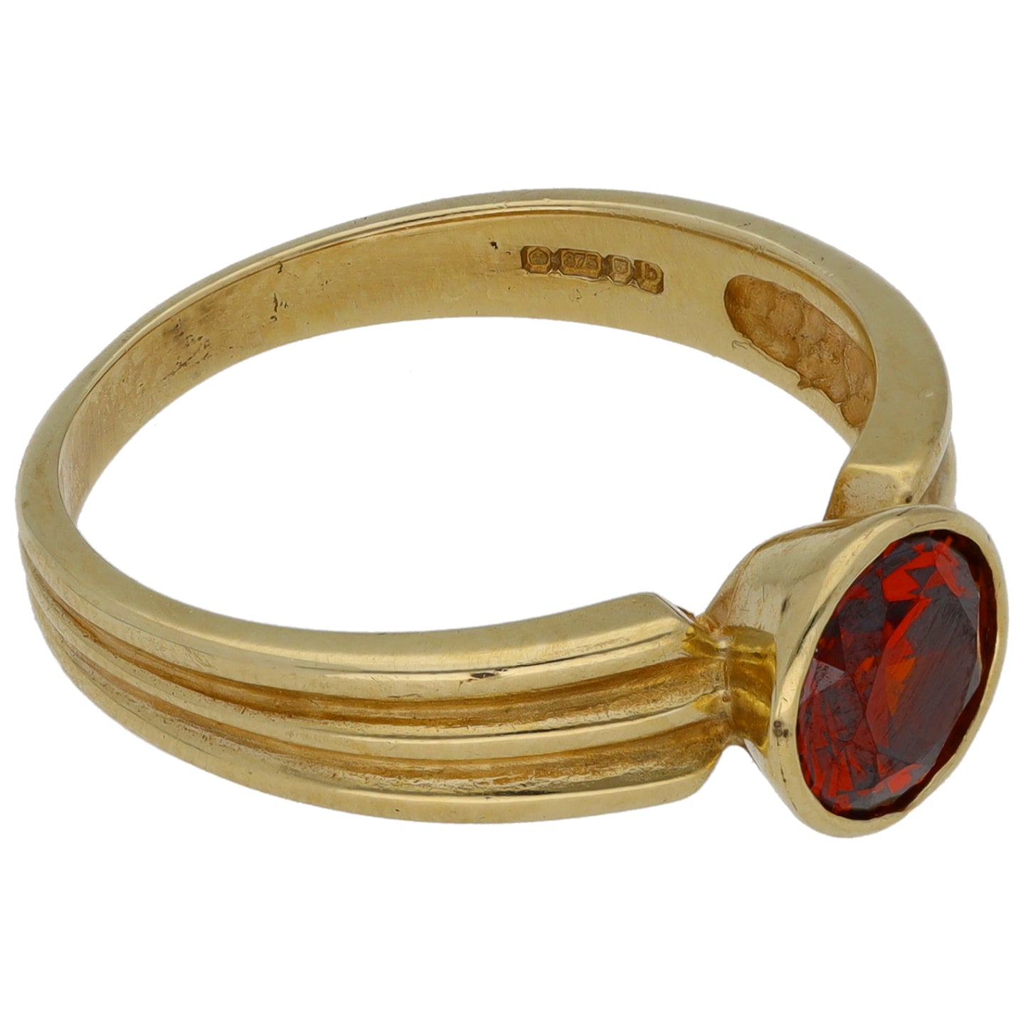 9ct Gold Imitation Single Stone Ring Size Q