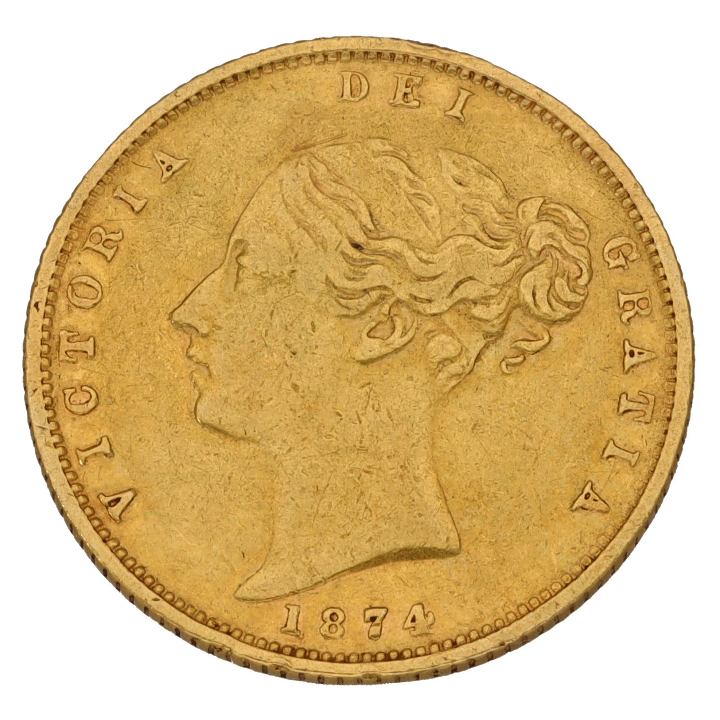 22ct Gold Queen Victoria Half Sovereign Coin 1874