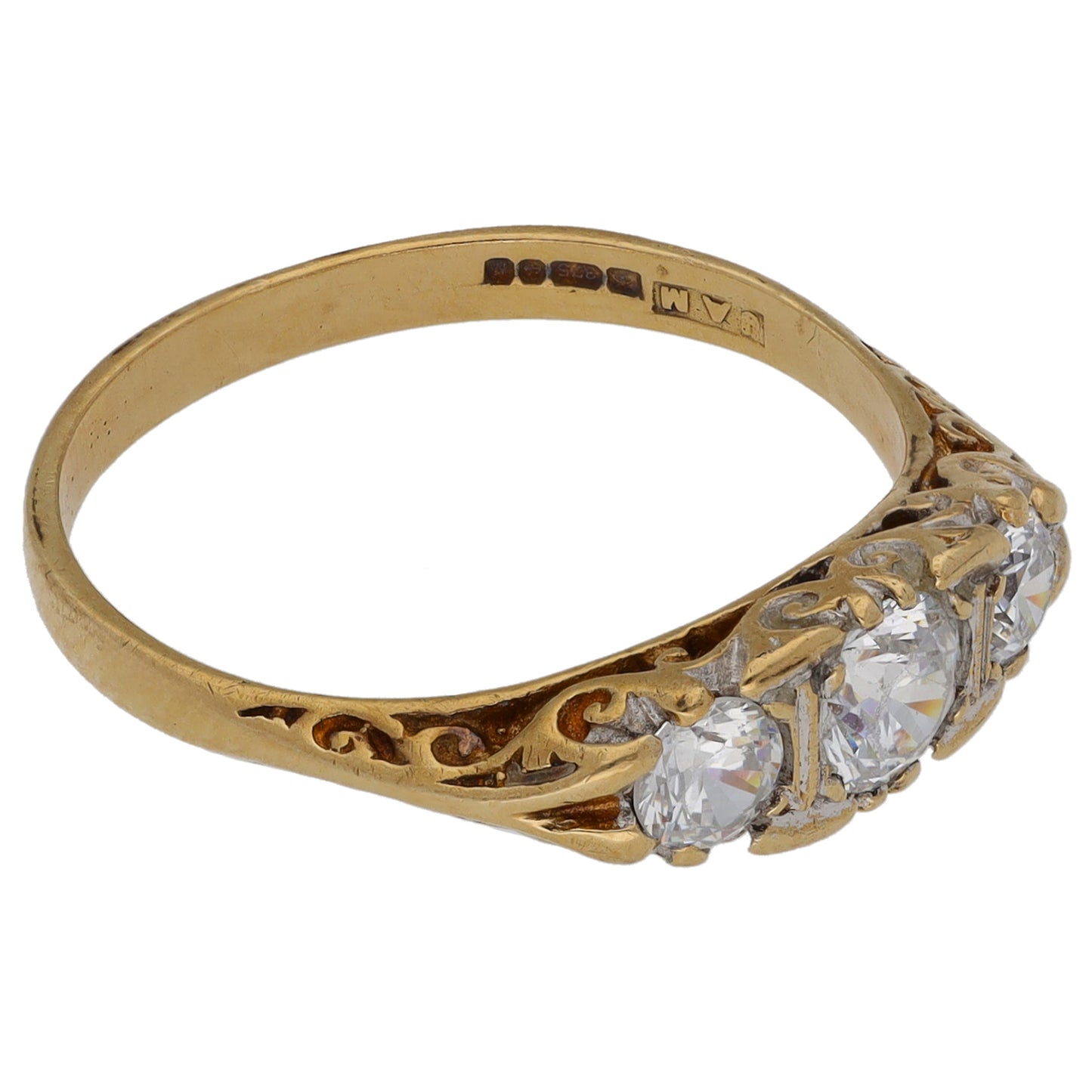 9ct Gold Cubic Zirconia Trilogy Ring Size O
