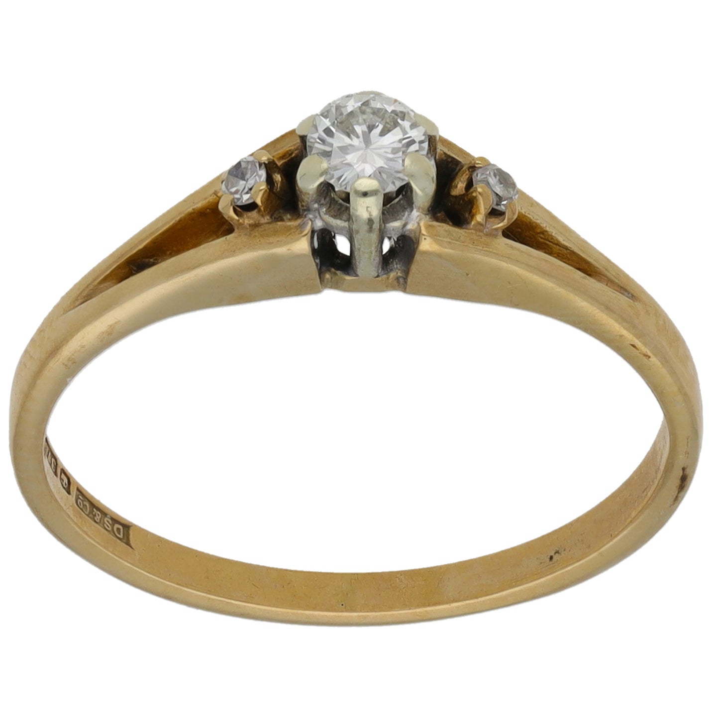 9ct Gold 0.12ct Diamond Three Stone Ring Size L