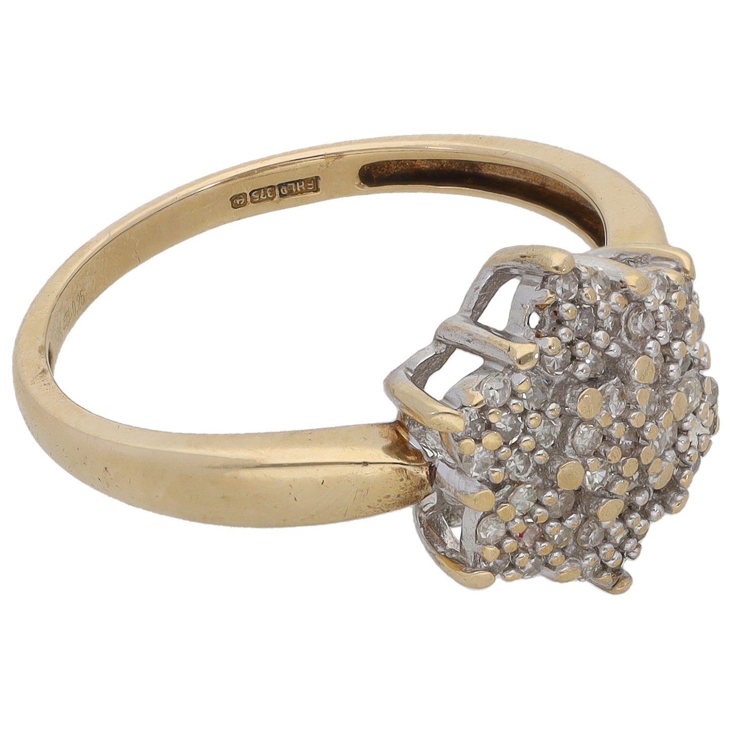 9ct Gold 0.25ct Diamond Cluster Ring Size K