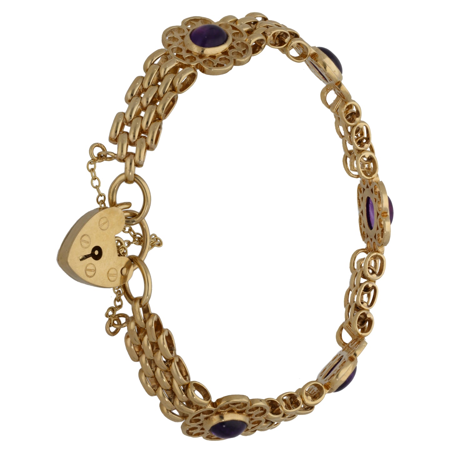 9ct Gold Amethyst Fancy Bracelet