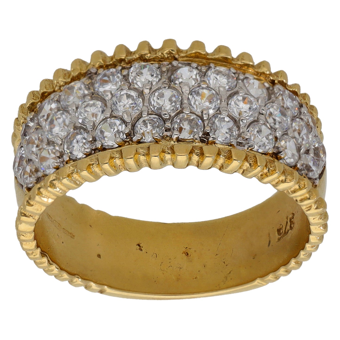 9ct gold CZ ring with pavΓ©-set clear stones