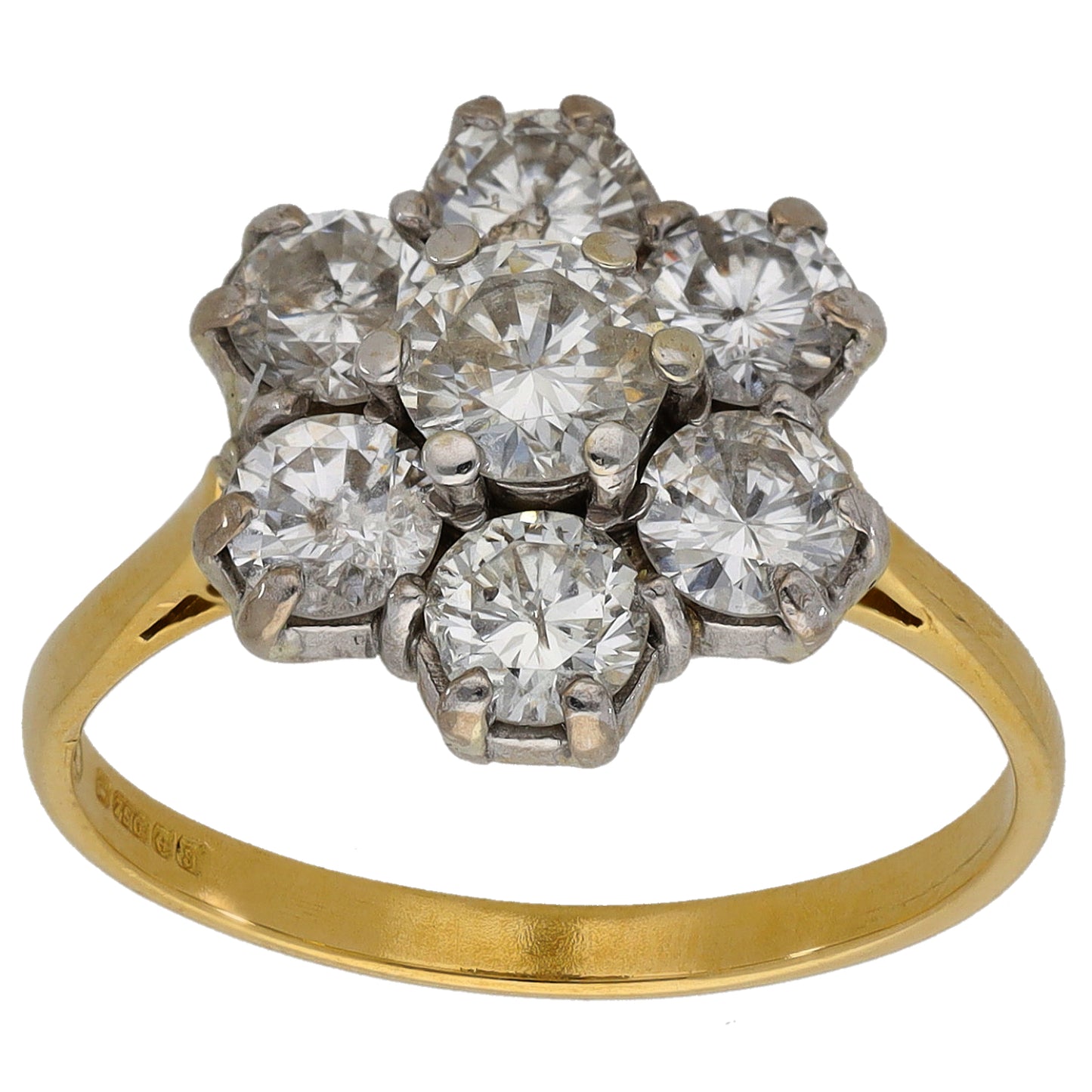 18ct Gold 2.20ct Diamond Cluster Ring Size O