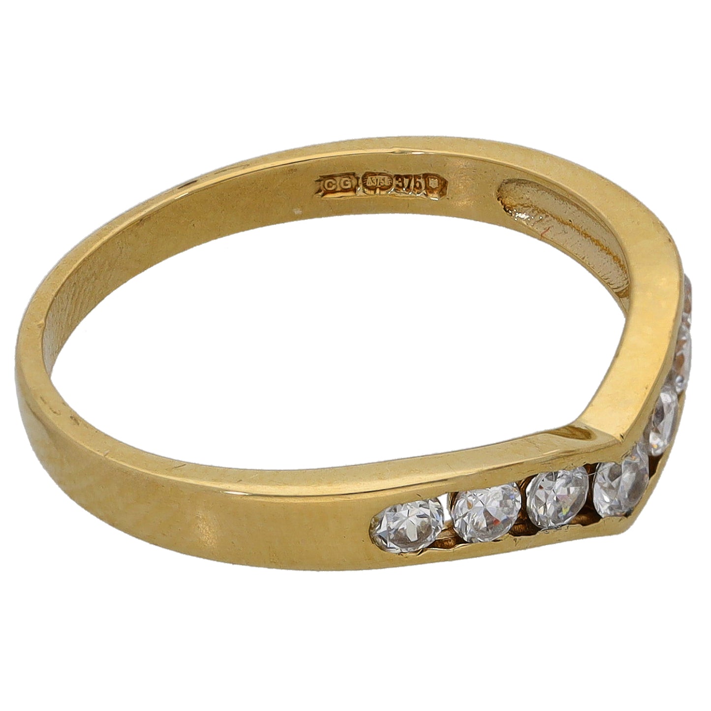 9ct Gold Cubic Zirconia Wishbone Ring Size N
