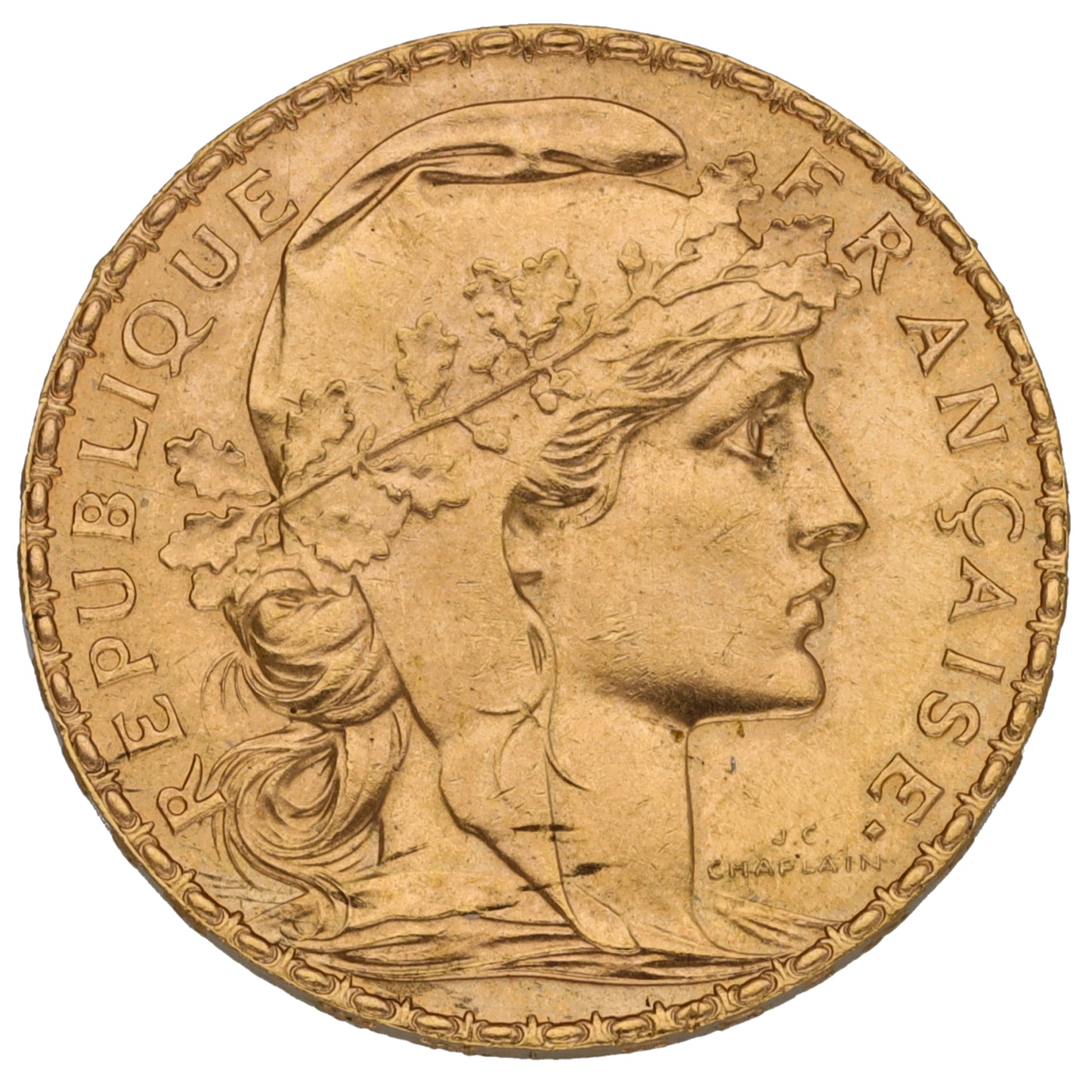 22ct Gold French 20 Francs Coin 1909