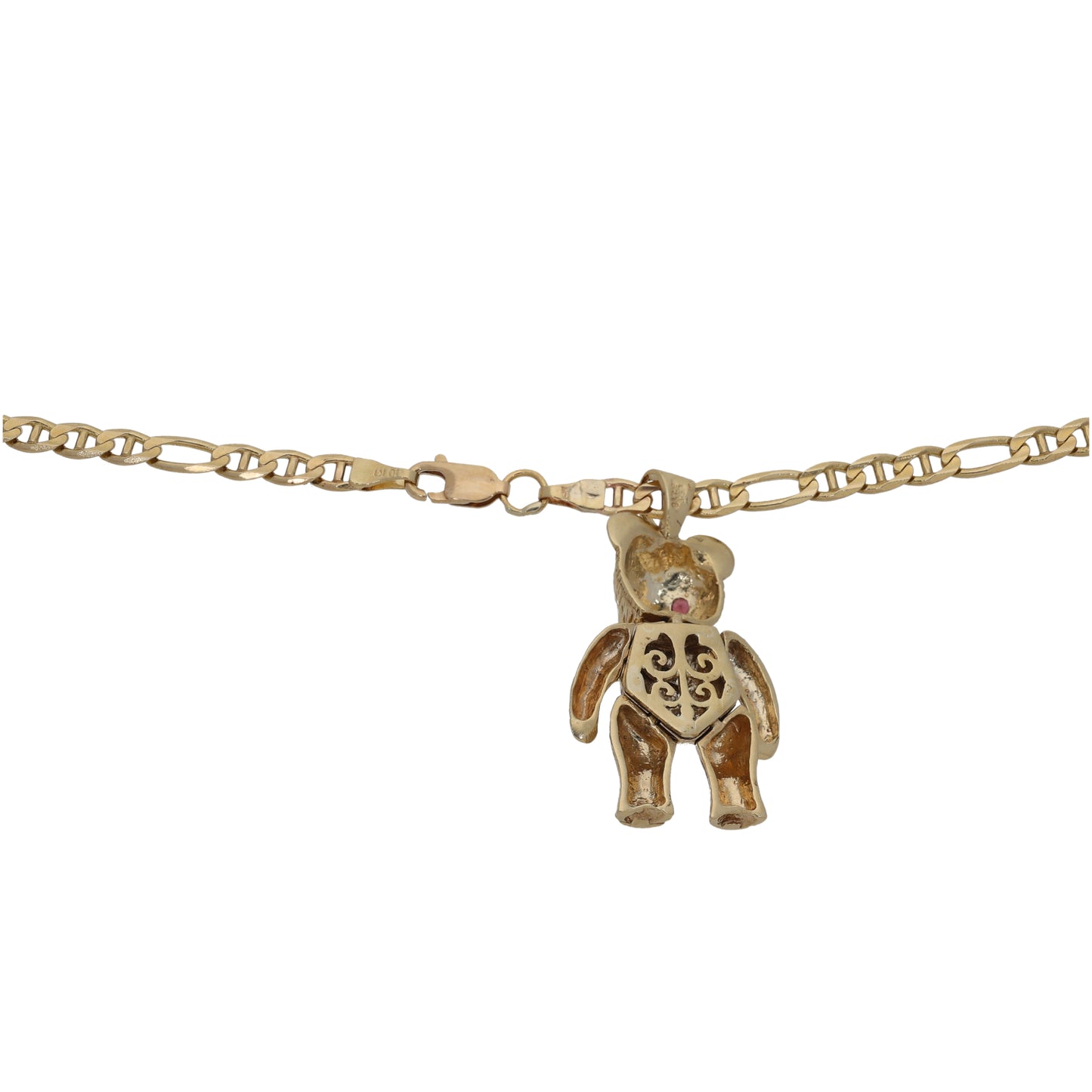 9ct Gold Imitation Gems Teddy Bear Pendant With Chain
