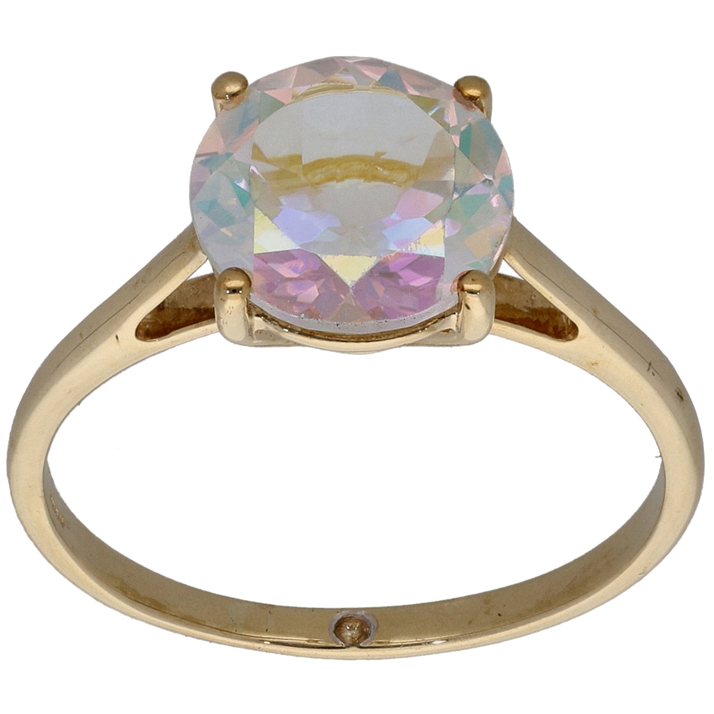 9ct Gold Coated Quartz Single Stone Ring Size U