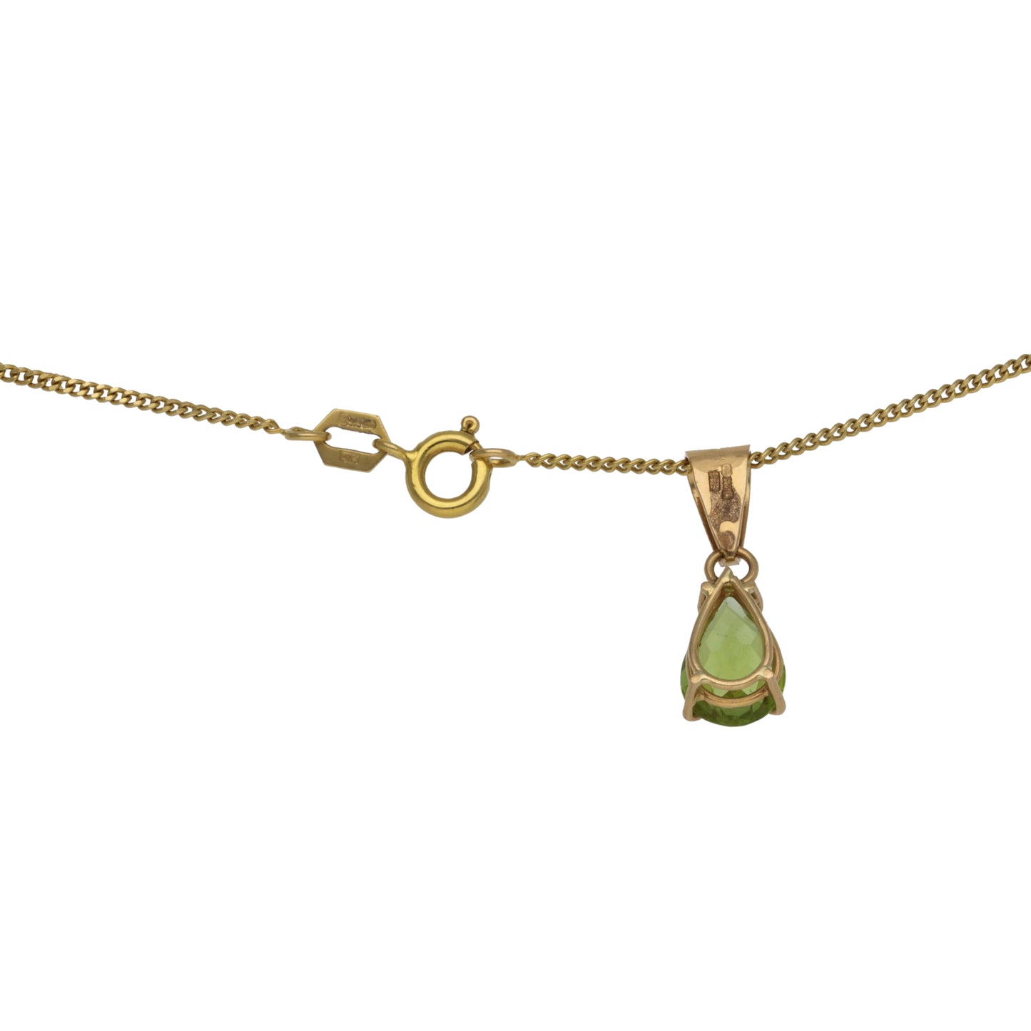 14ct Gold Peridot Single Stone Pendant With Chain