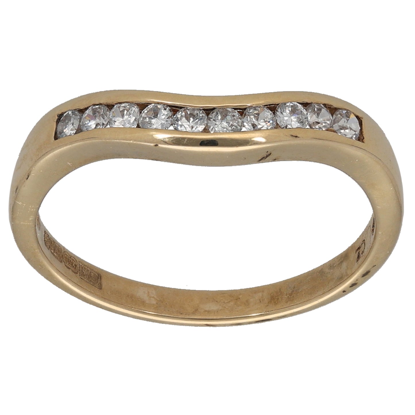 9ct Gold Cubic Zirconia Wishbone Ring Size N