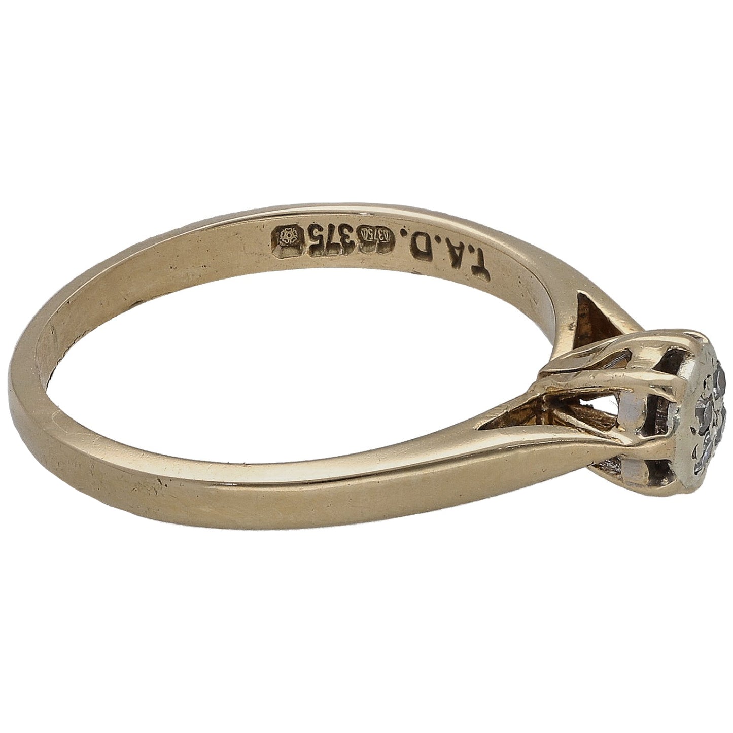 9ct Gold 0.04ct Diamond Cluster Ring Size L