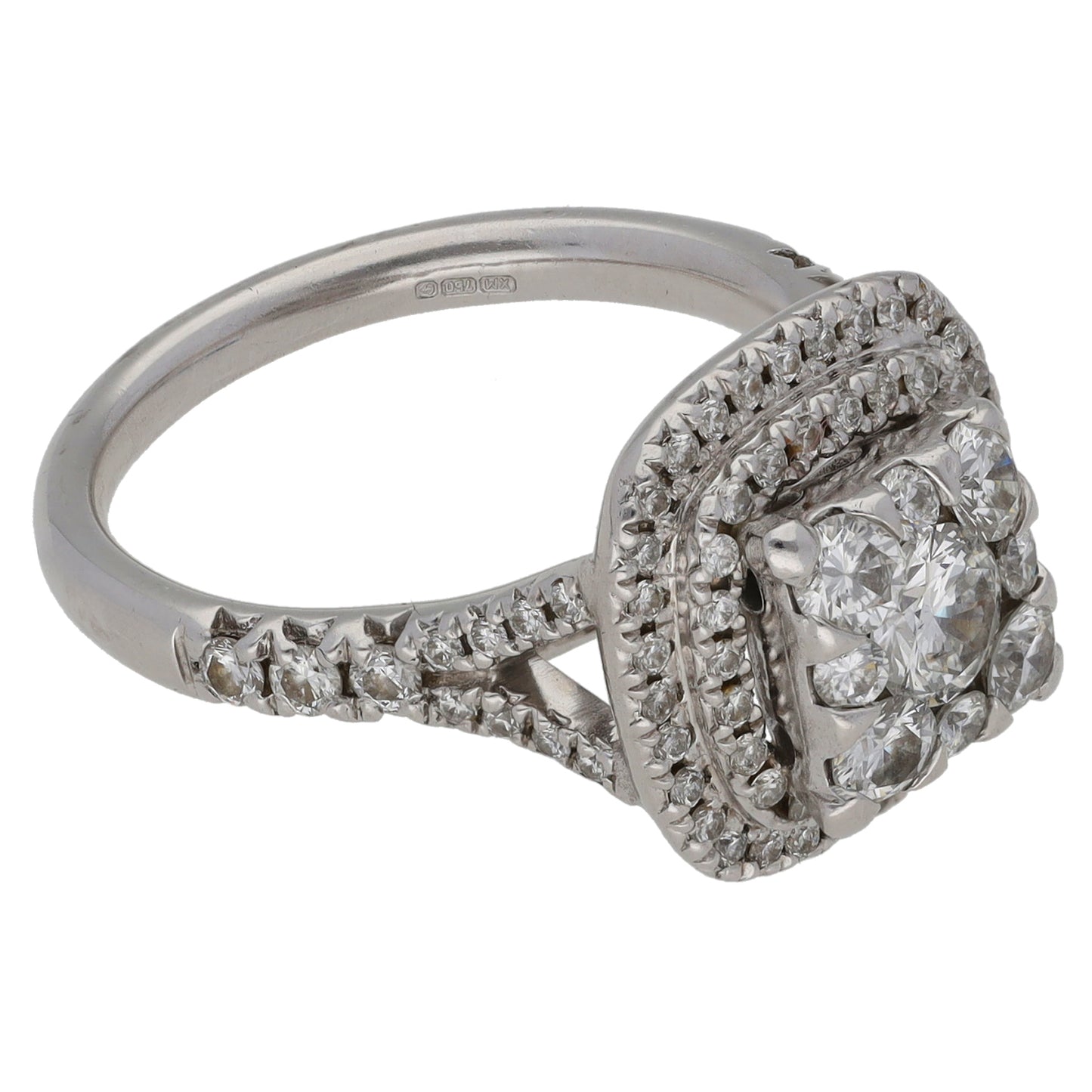 18ct White Gold 1.29ct Diamond Cluster Ring Size L