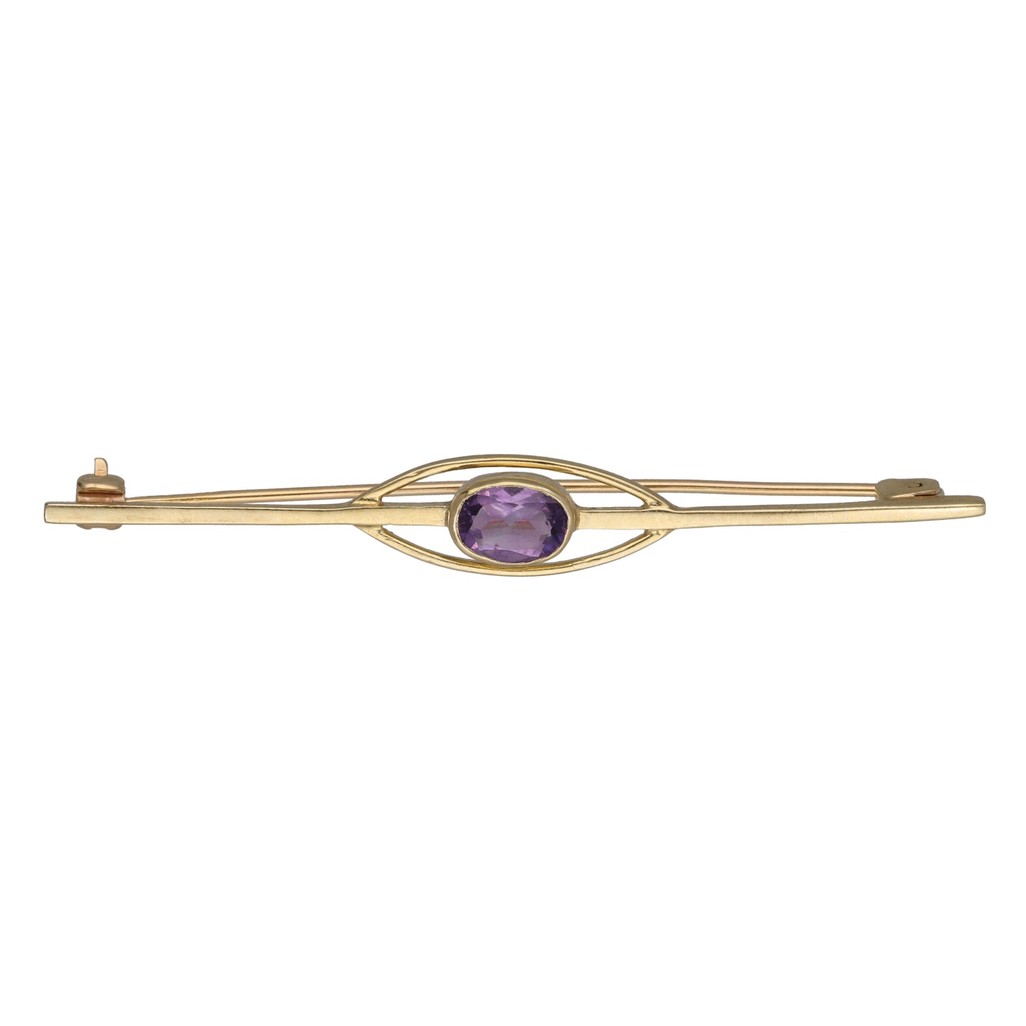 9ct Gold Amethyst Pin Brooch