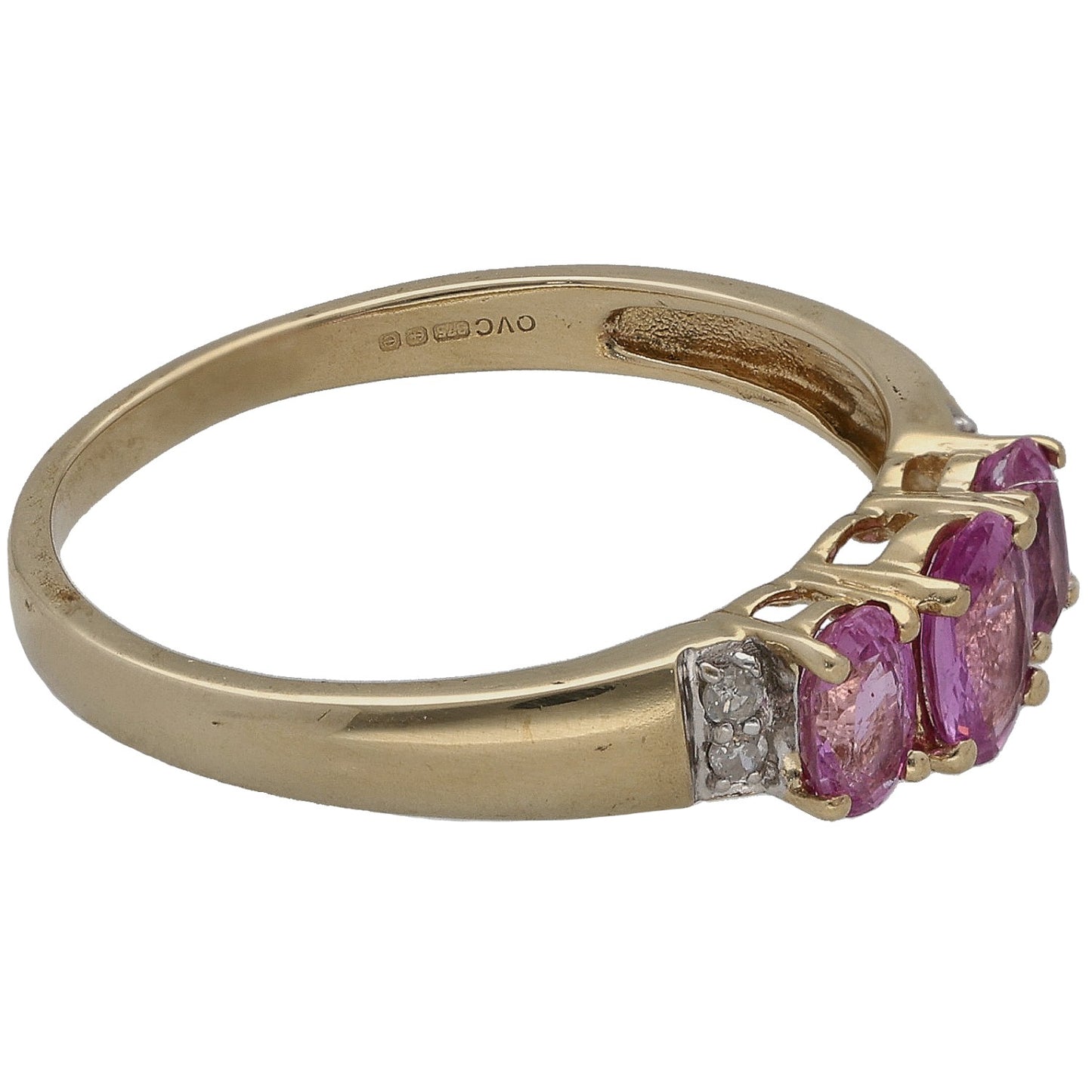 9ct Gold Sapphire & 0.04ct Diamond Dress/Cocktail Ring Size P