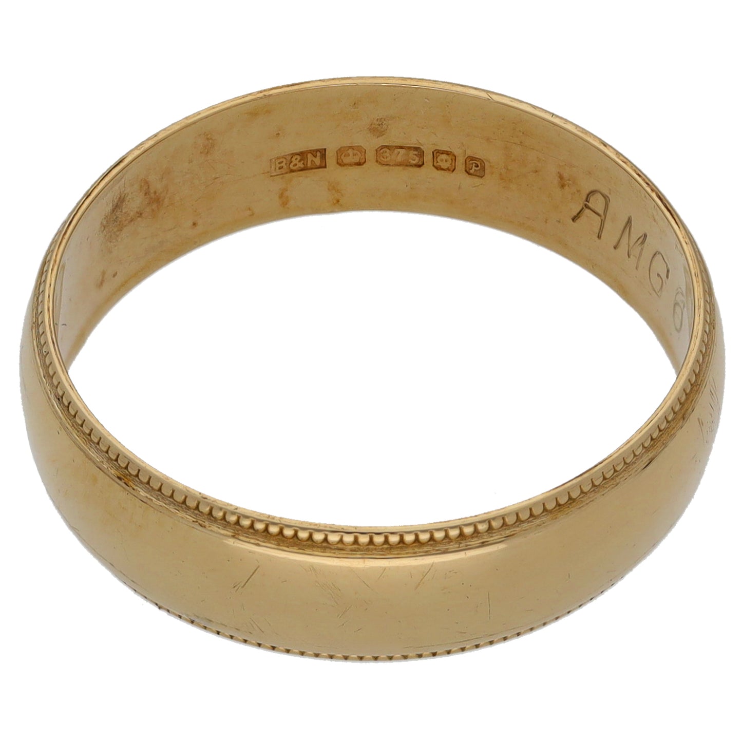 9ct Gold Patterned Wedding Ring Size S