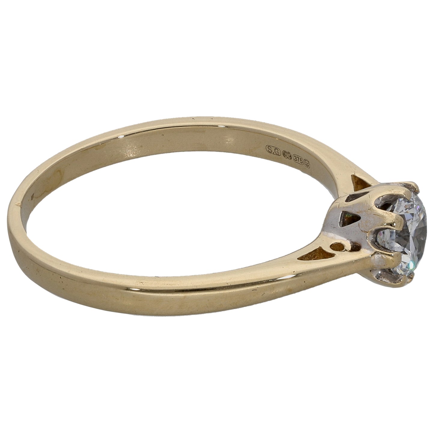 9ct Gold Cubic Zirconia Single Stone Ring Size N