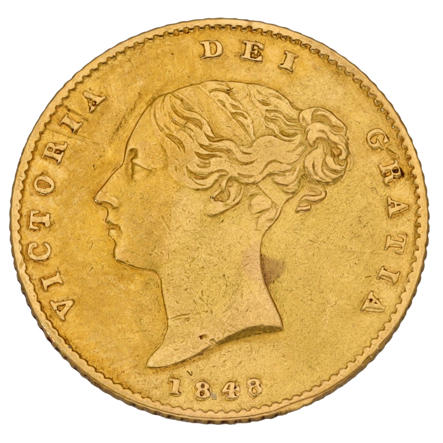 22ct Gold Queen Victoria Half Sovereign Coin 1848