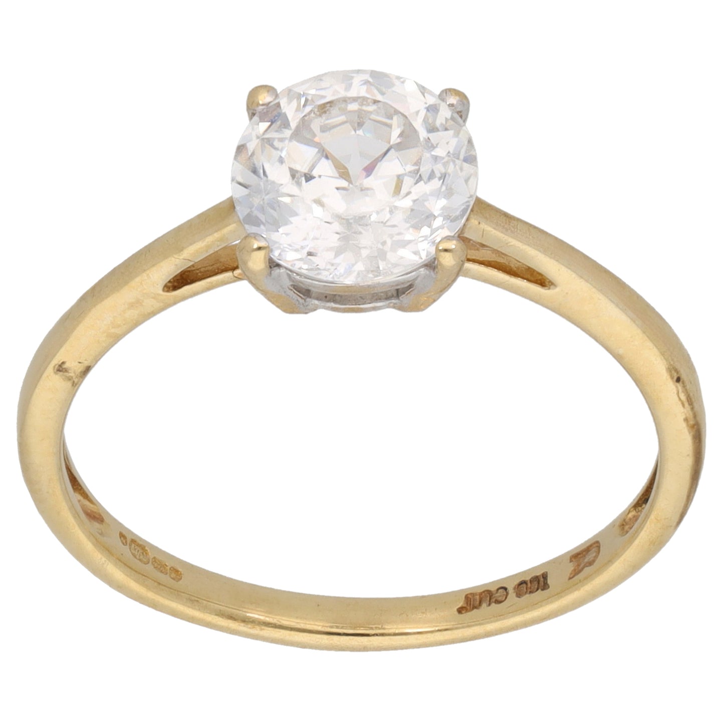 9ct Gold Cubic Zirconia Single Stone Ring Size N