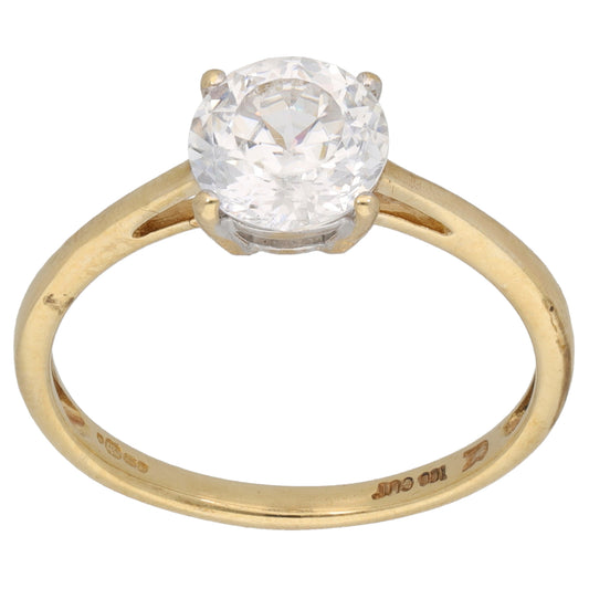 9ct Gold Cubic Zirconia Single Stone Ring Size N