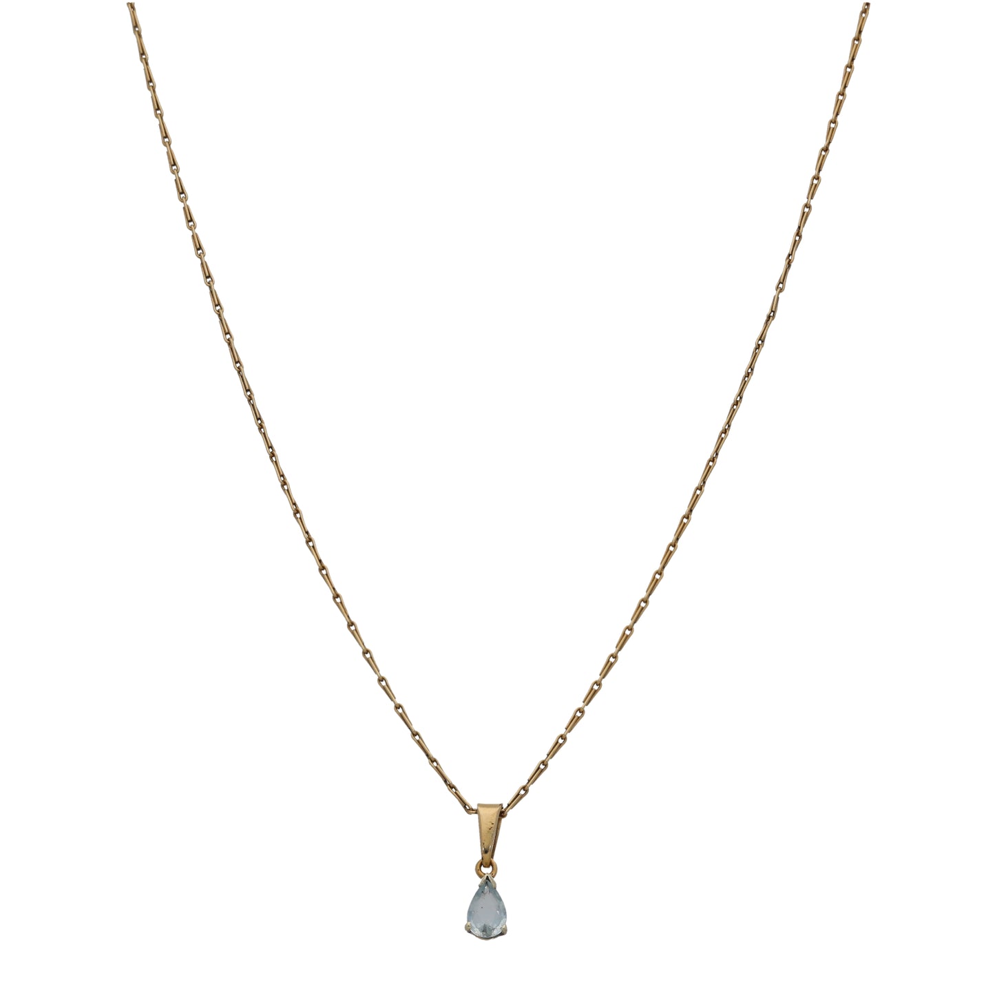 9ct Gold Aquamarine Dress/Cocktail Pendant With Chain