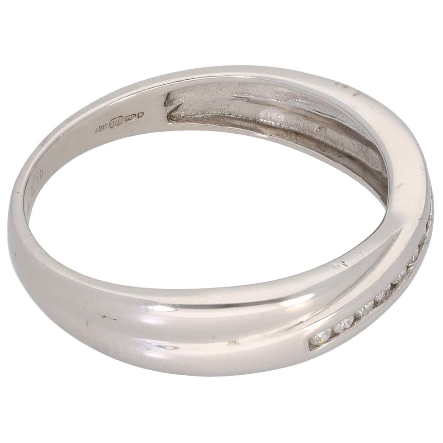 18ct White Gold 0.10ct Diamond Half Eternity Ring Size L