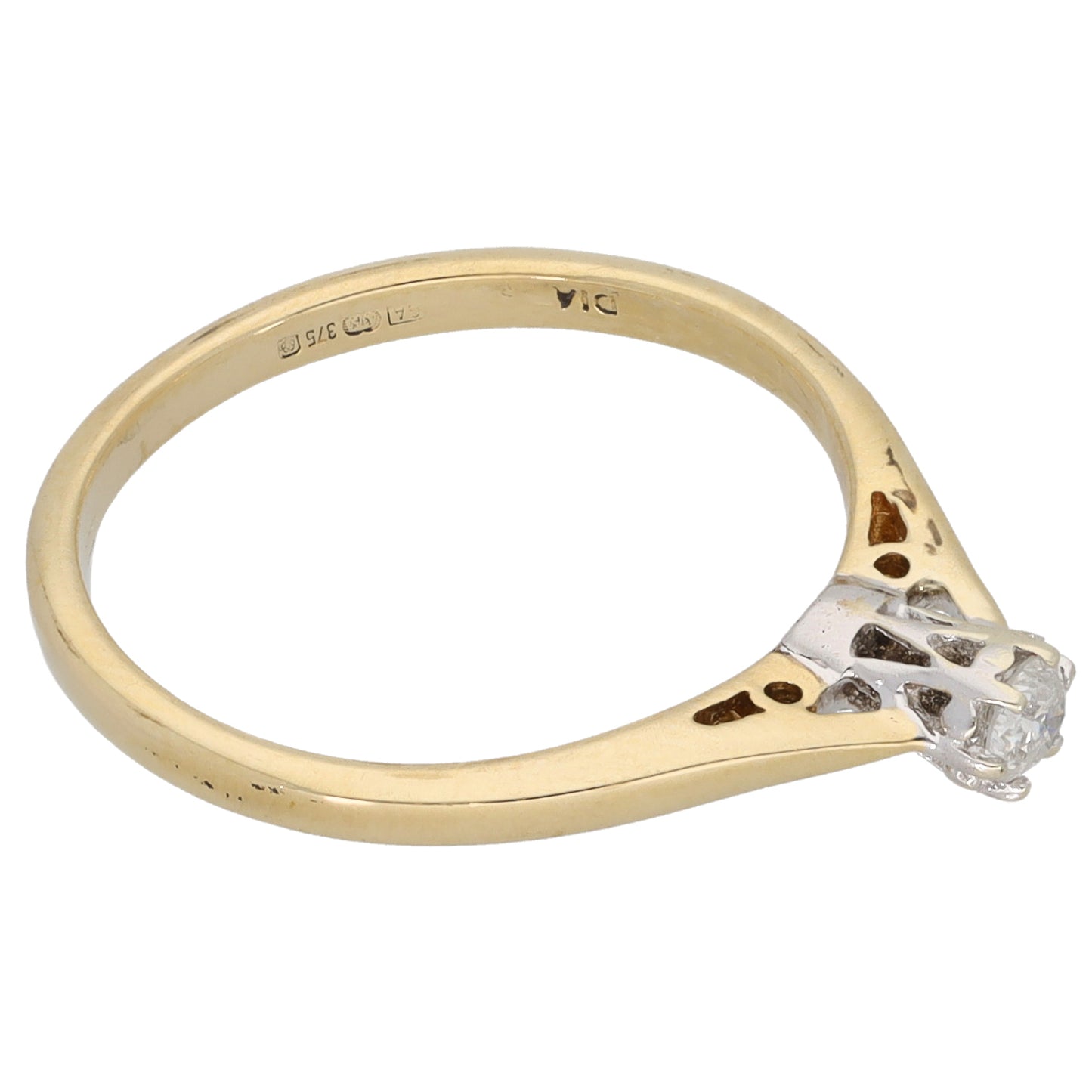 9ct Gold 0.10ct Diamond Solitaire Ring Size L