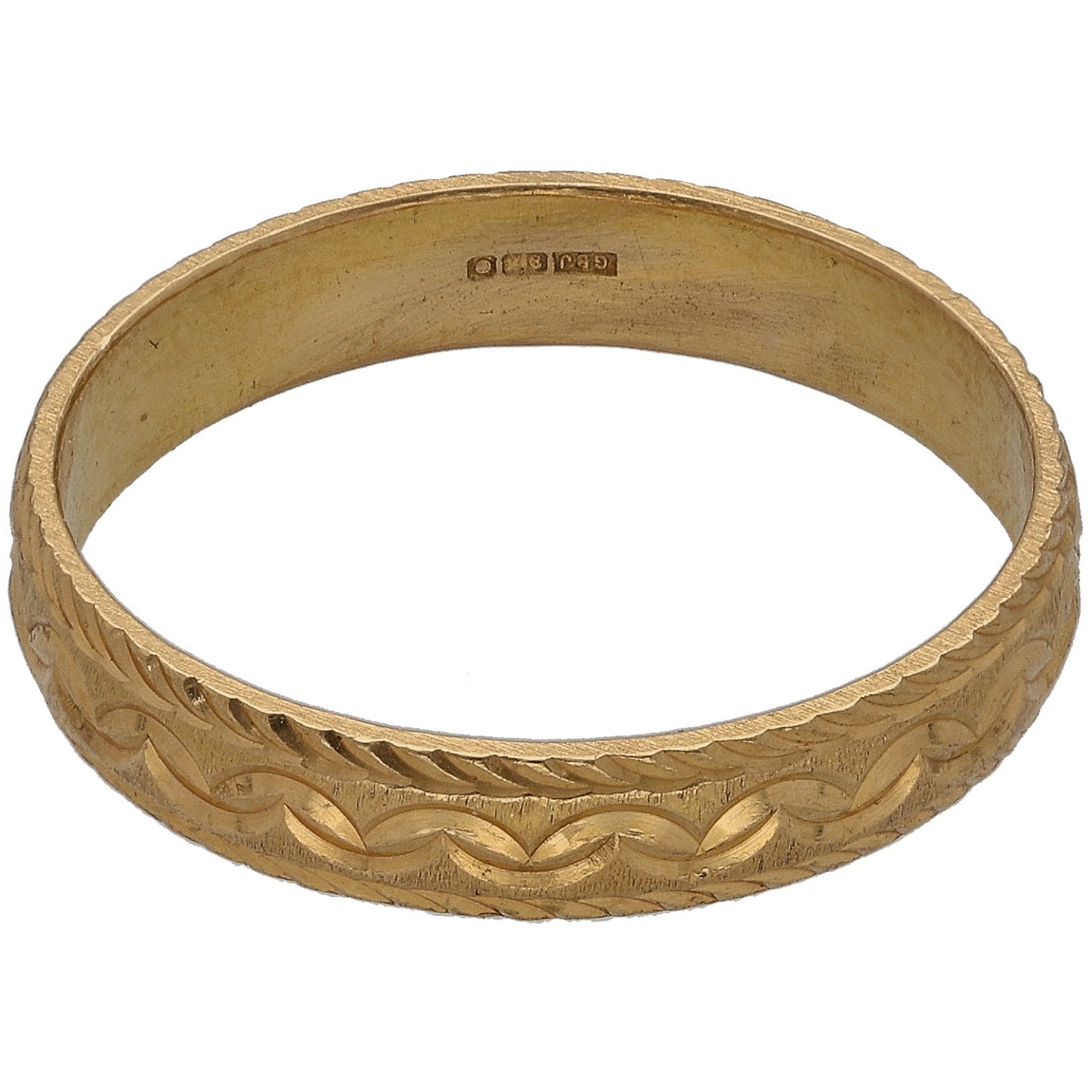 22ct Gold Patterned Wedding Ring Size P