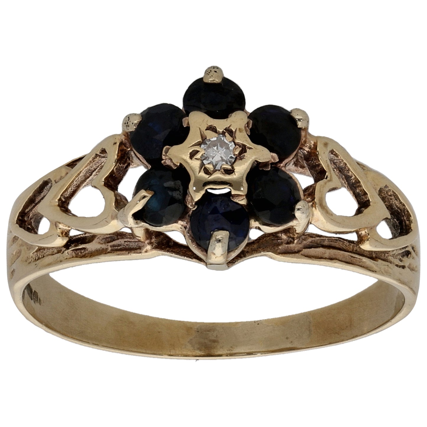 9ct Gold Sapphire & 0.01ct Diamond Dress/Cocktail Ring Size N