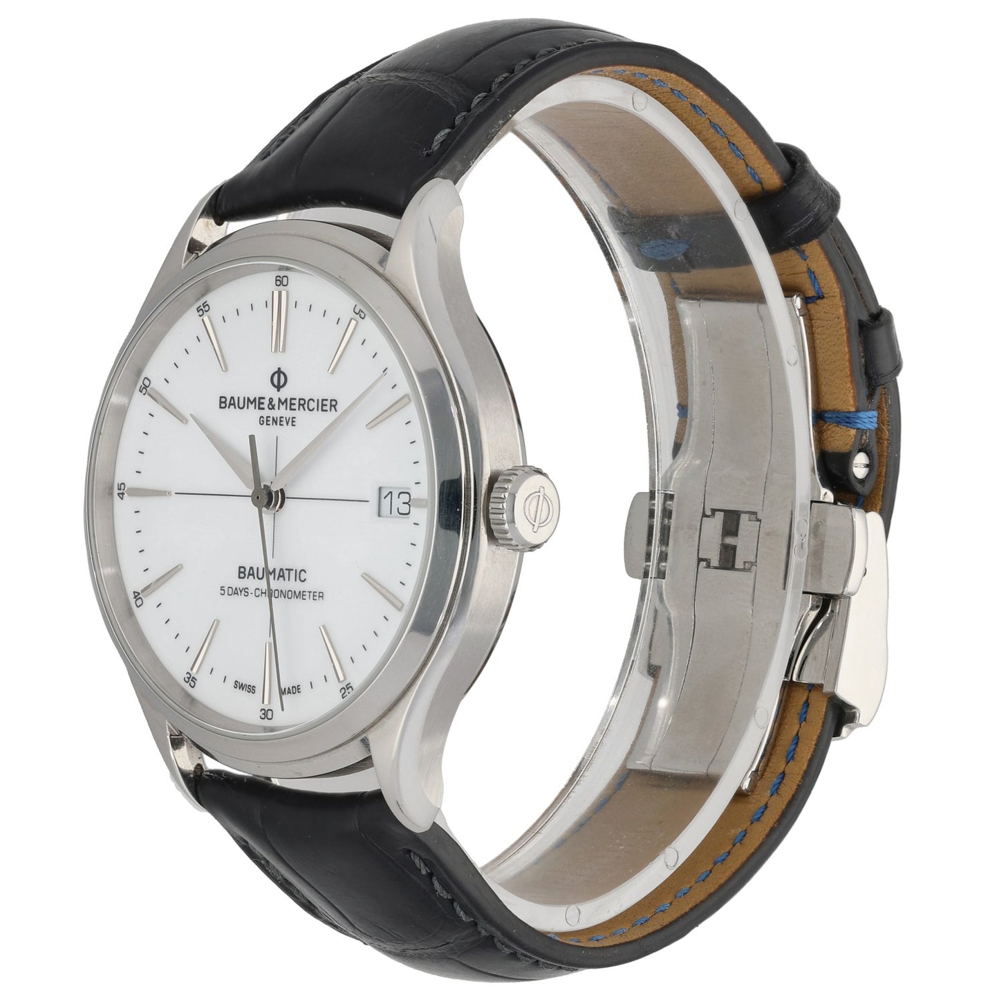 Baume Et Mercier Clifton 65884, stainless steel, white dial, front angle image