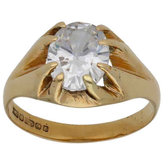 9ct Gold Cubic Zirconia Single Stone Ring Size Q