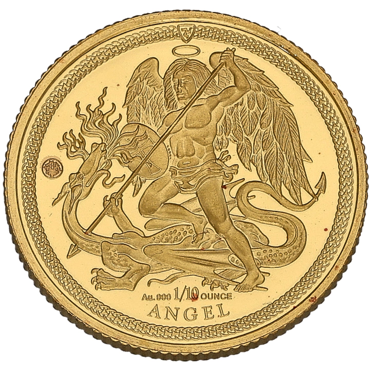 24ct Gold Isle Of Man 1/10 OZ Angel Coin 2019