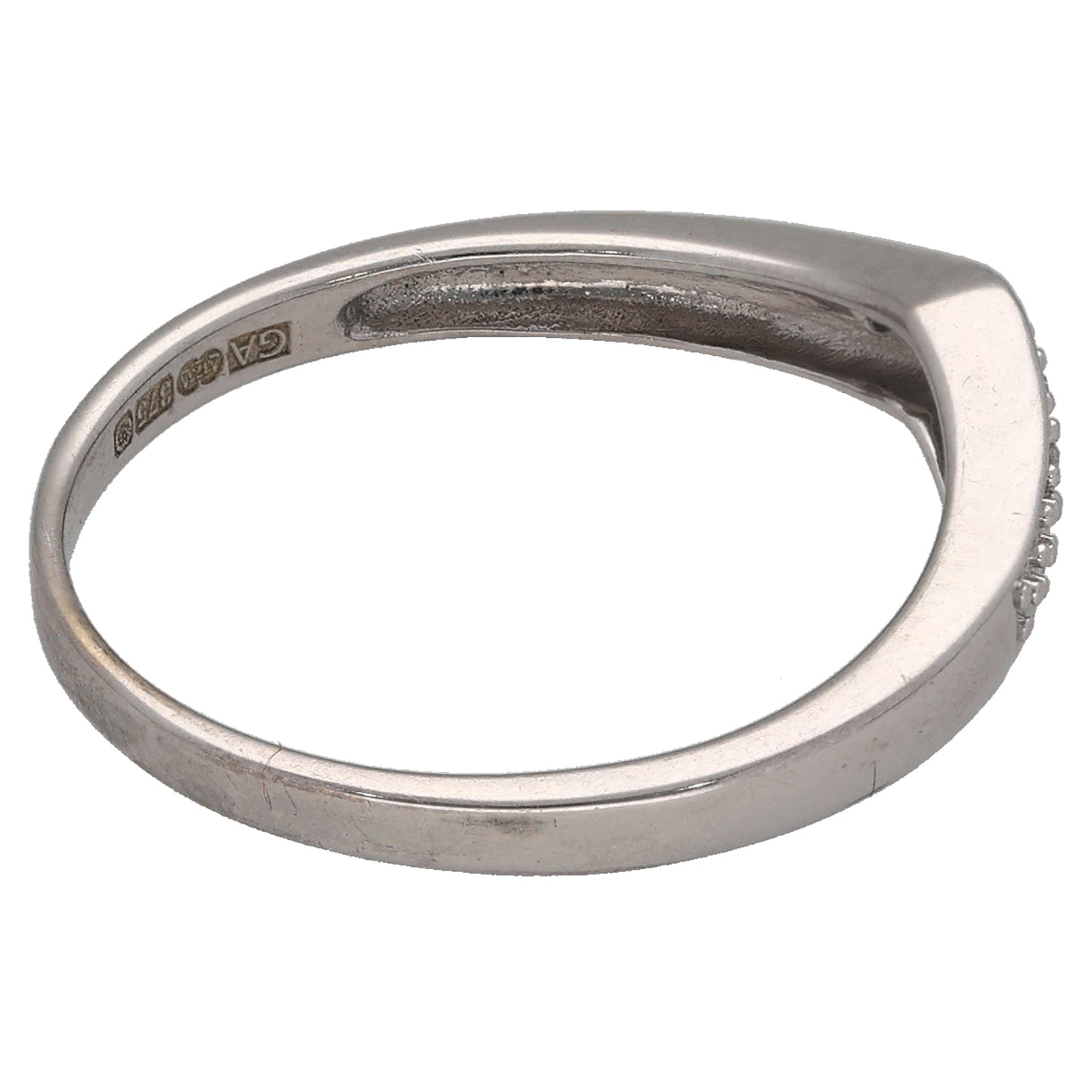 9ct White Gold 0.05ct Diamond Wishbone Ring Size O