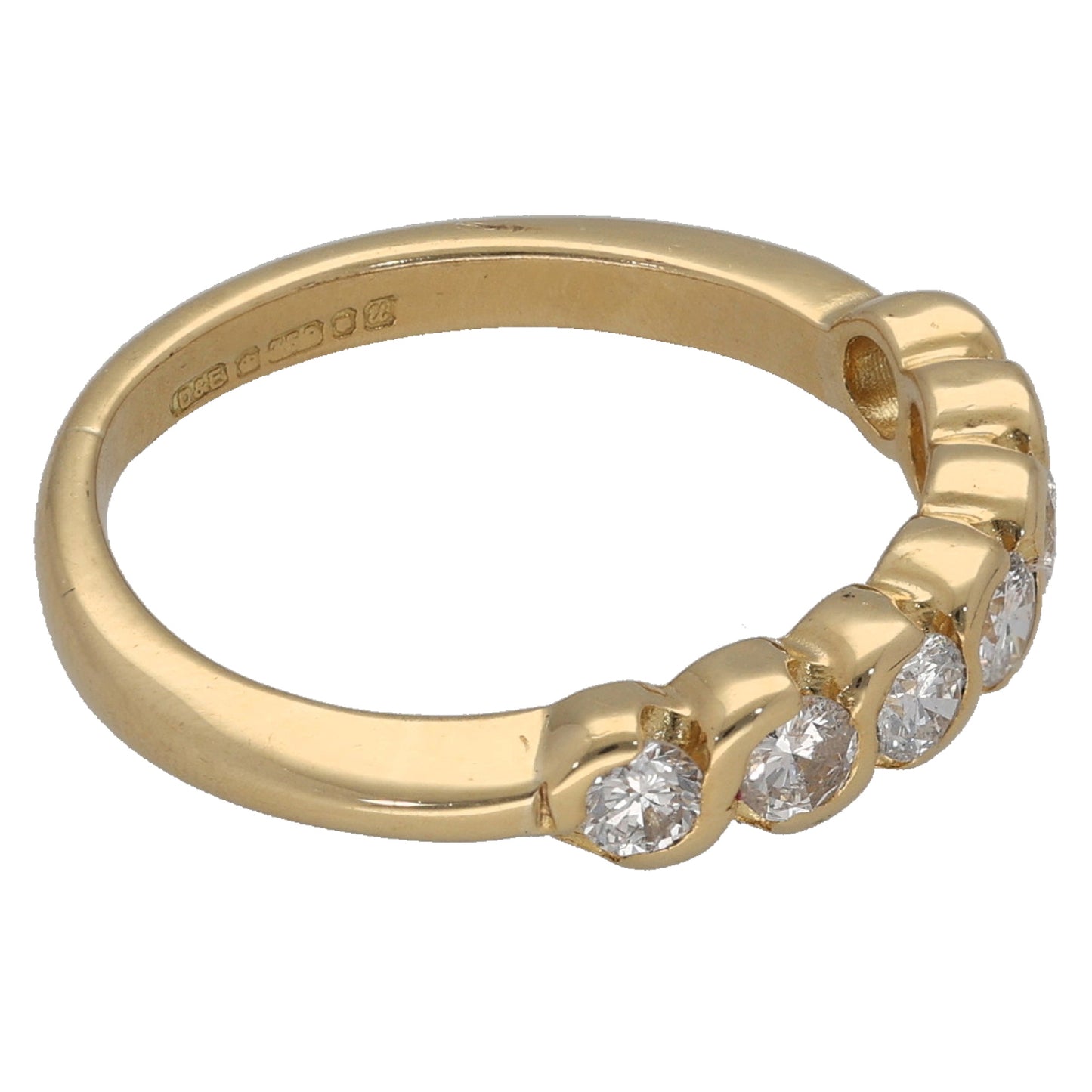 18ct Gold 0.49ct Diamond Half Eternity Ring Size L
