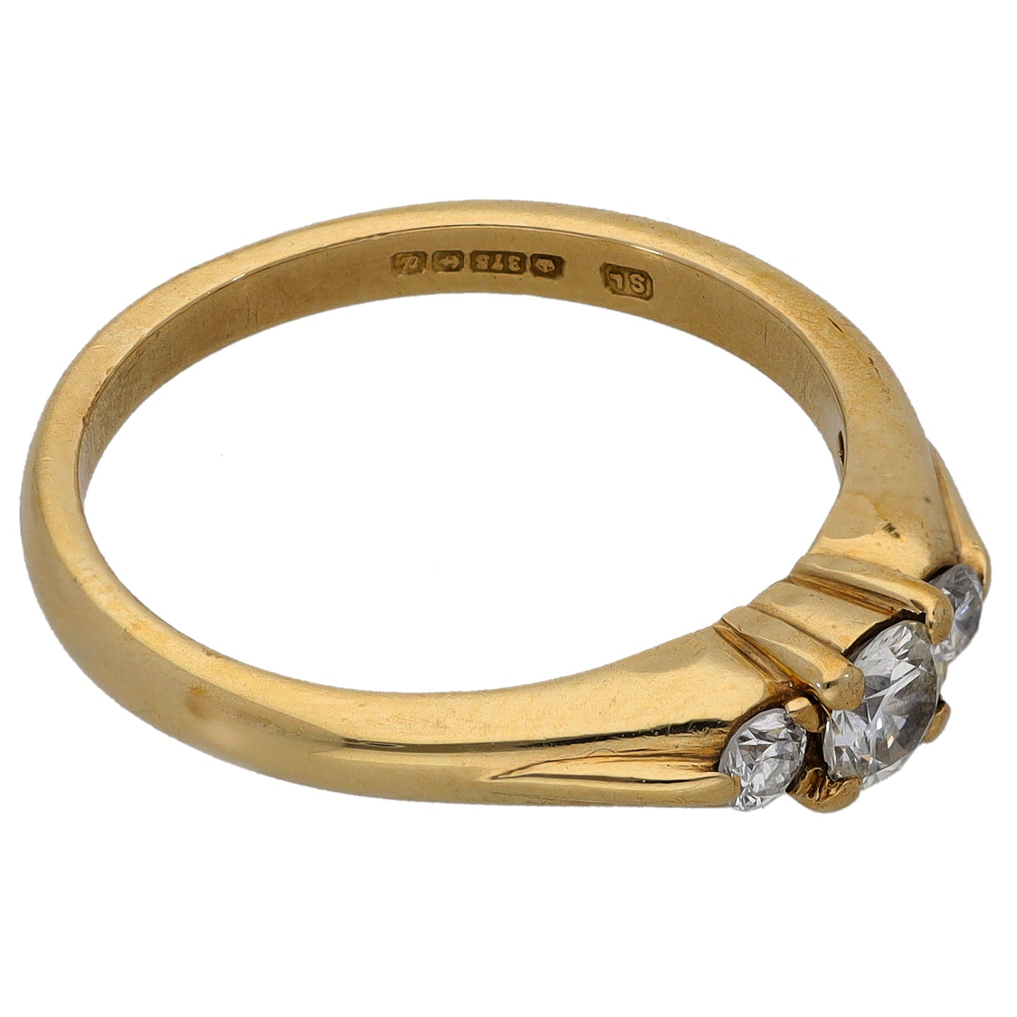 9ct Gold 0.28ct Diamond Trilogy Ring Size M