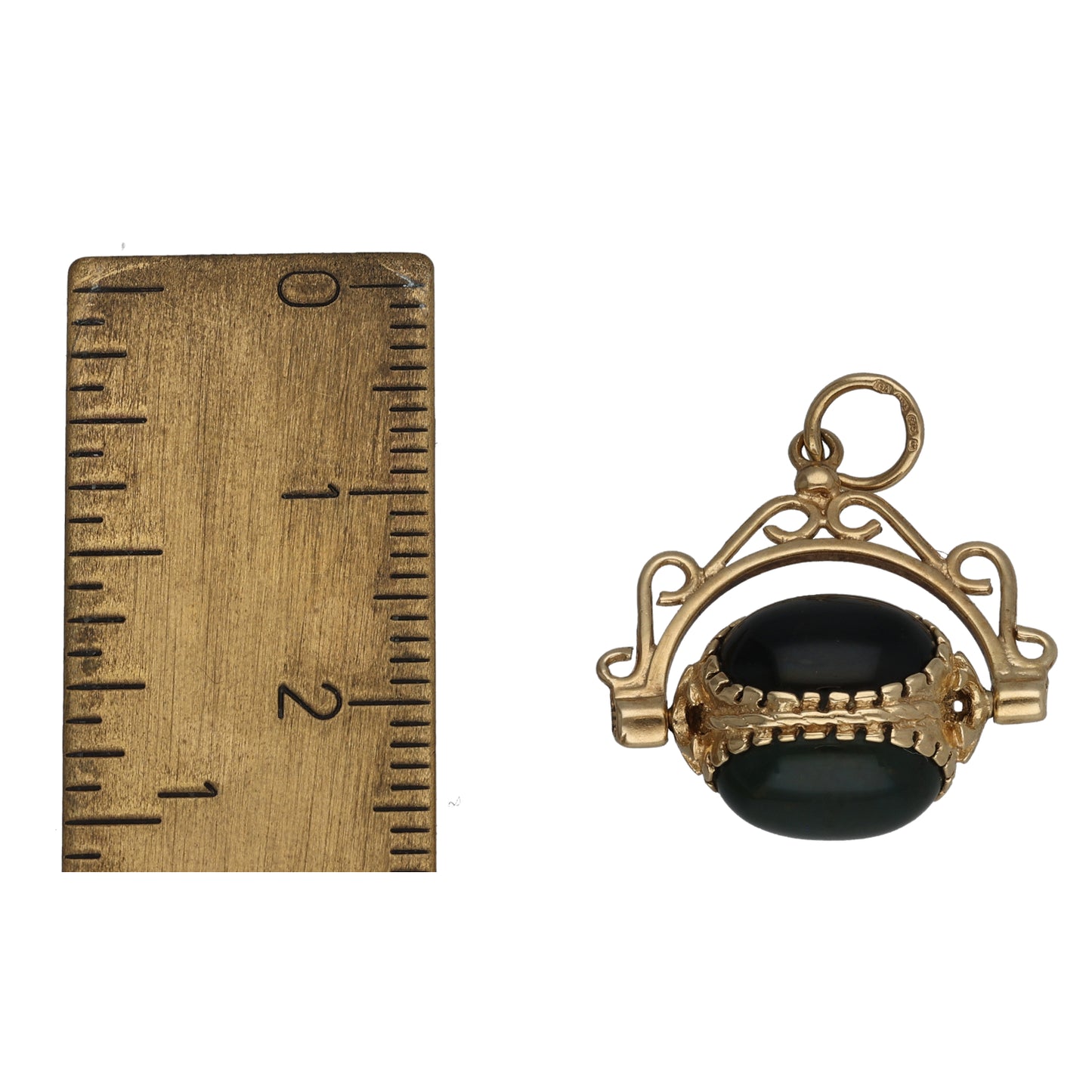 9ct Gold Carnelian & Onyx & Bloodstone Fob Pendant