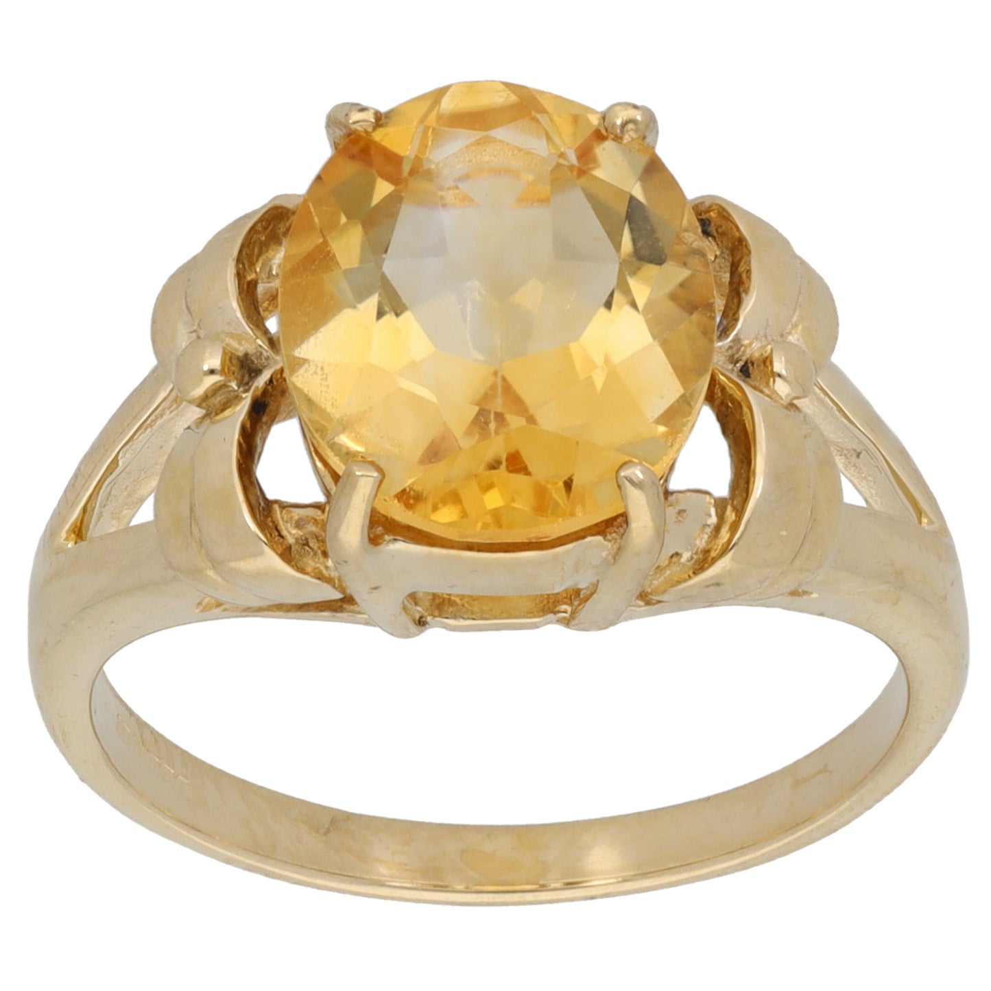 9ct Gold Citrine Single Stone Ring Size N