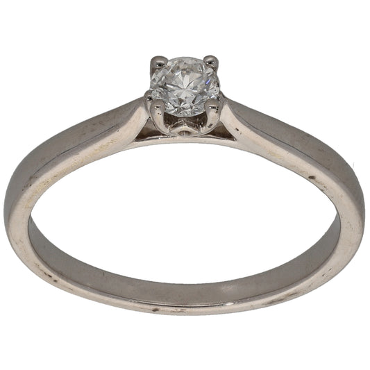 9ct White Gold 0.20ct Diamond Solitaire Ring Size M