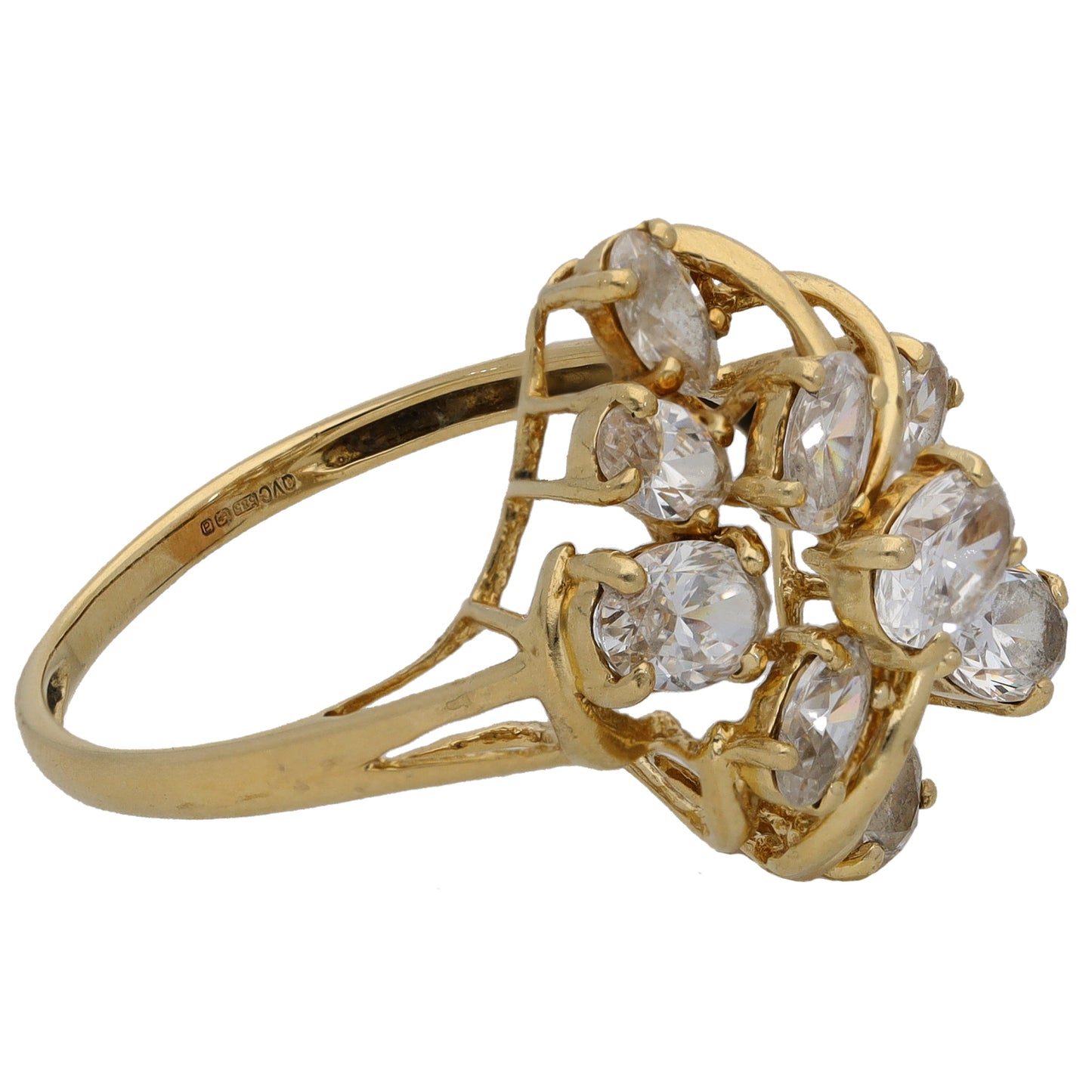 9ct Gold Cubic Zirconia Dress/Cocktail Ring Size T
