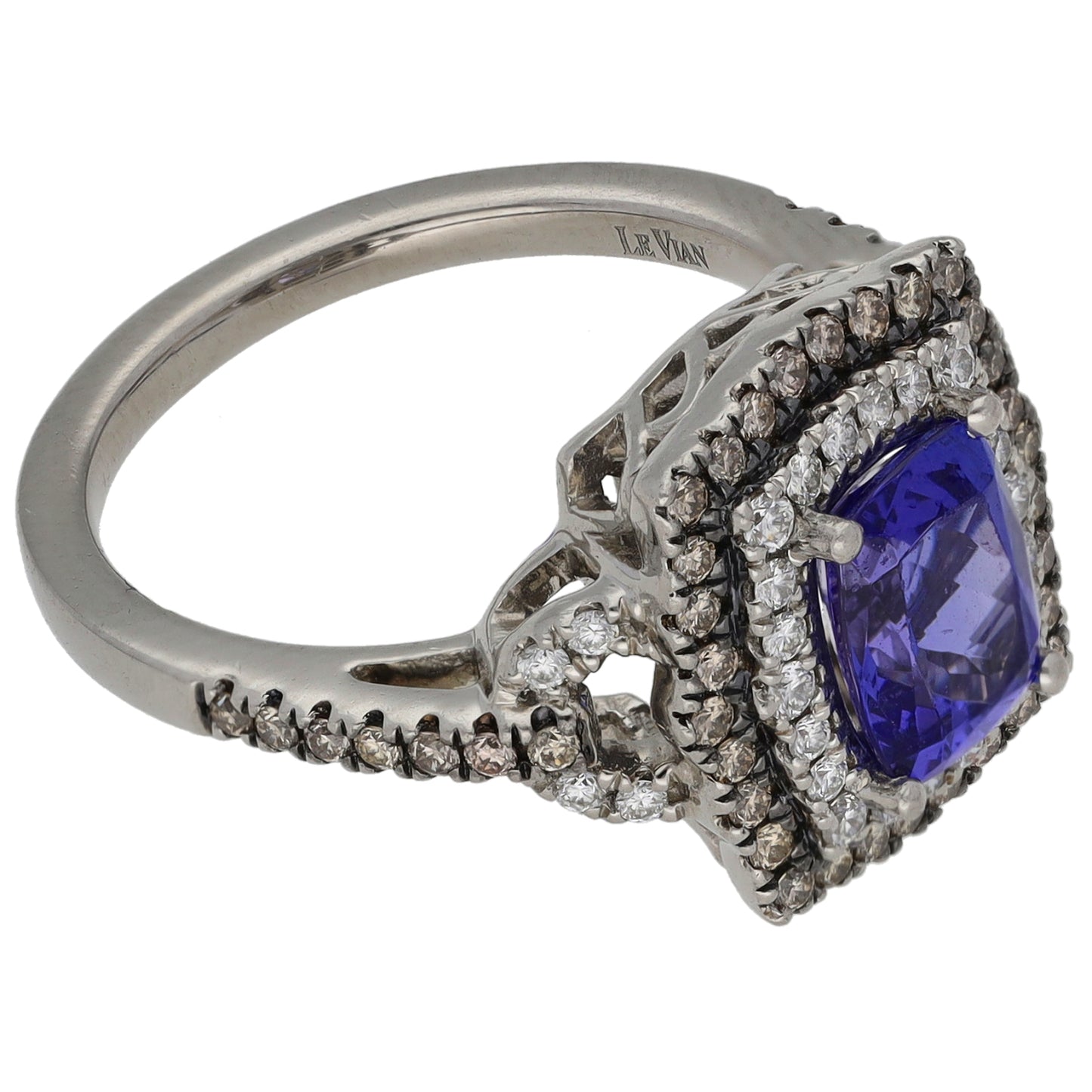 Platinum Tanzanite & 0.74ct Diamond Dress/Cocktail Ring Size N